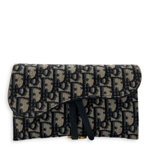 Saddle Wallet On Chain Blue in Jacquard, Gold hardware