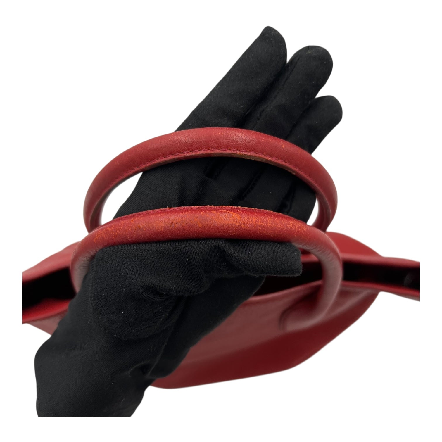 Logo Top Handle Bag Red in Calfskin, Gold hardware - Image 15