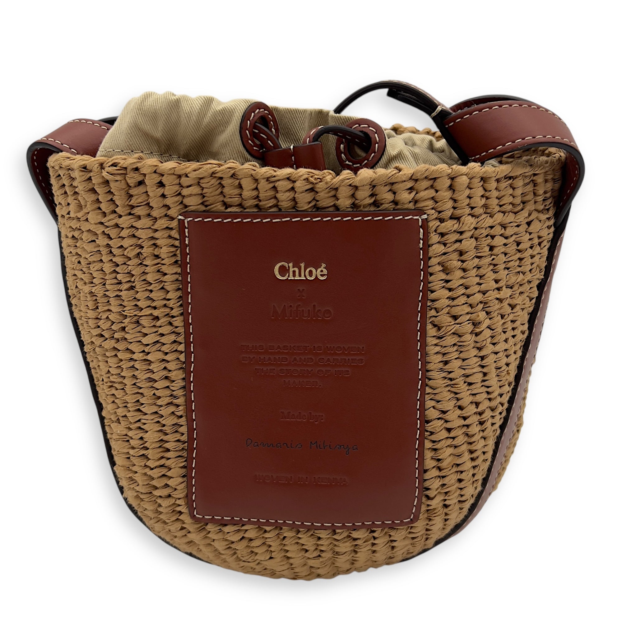 x Mifuko Crossbody Bag Brown in Raffia, Diamond hardware