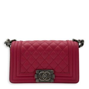 Boy Shoulder Bag Pink in Calfskin, Ruthenium hardware
