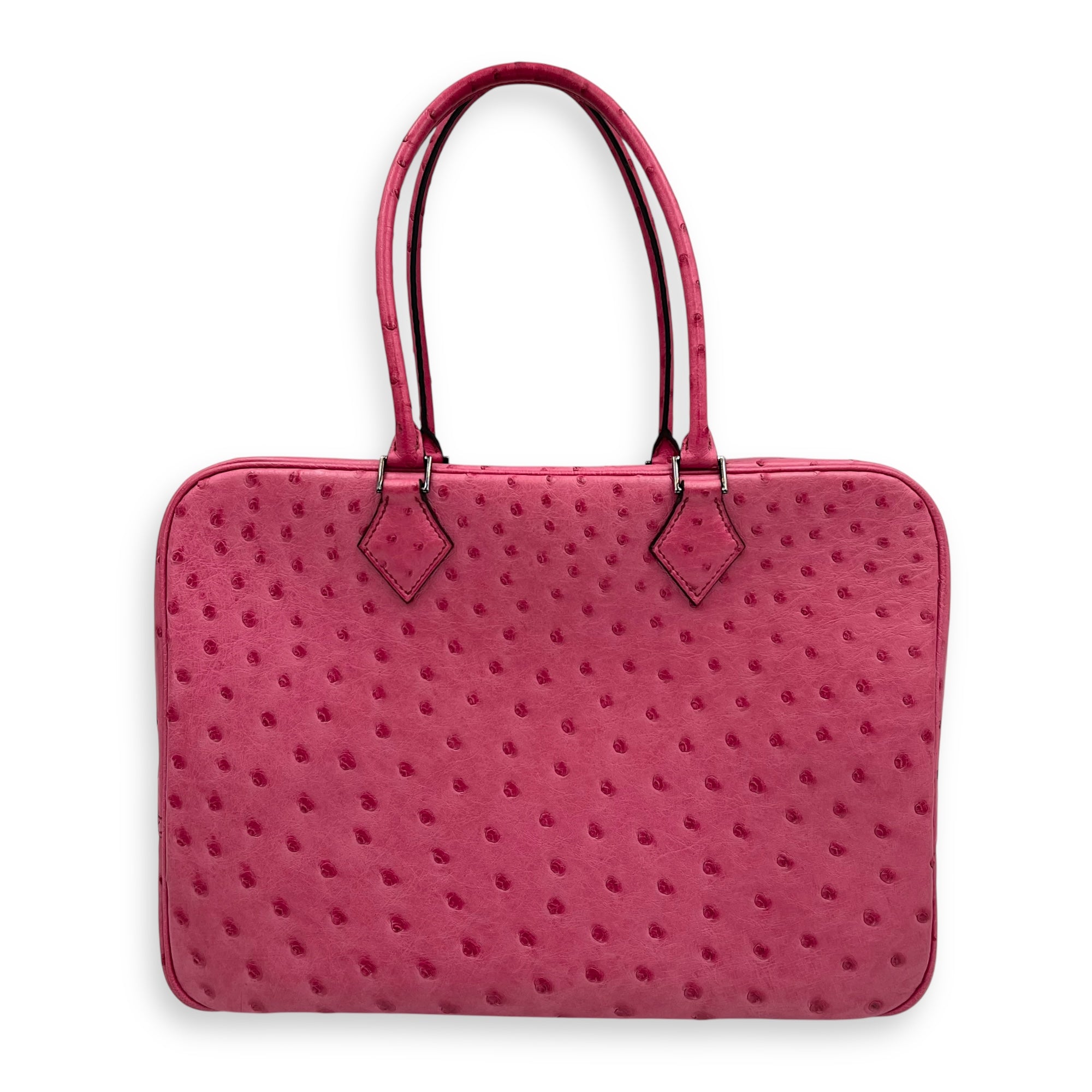 Plume 32 Fuchsia Top Handle Bag in Ostrich, Gold hardware