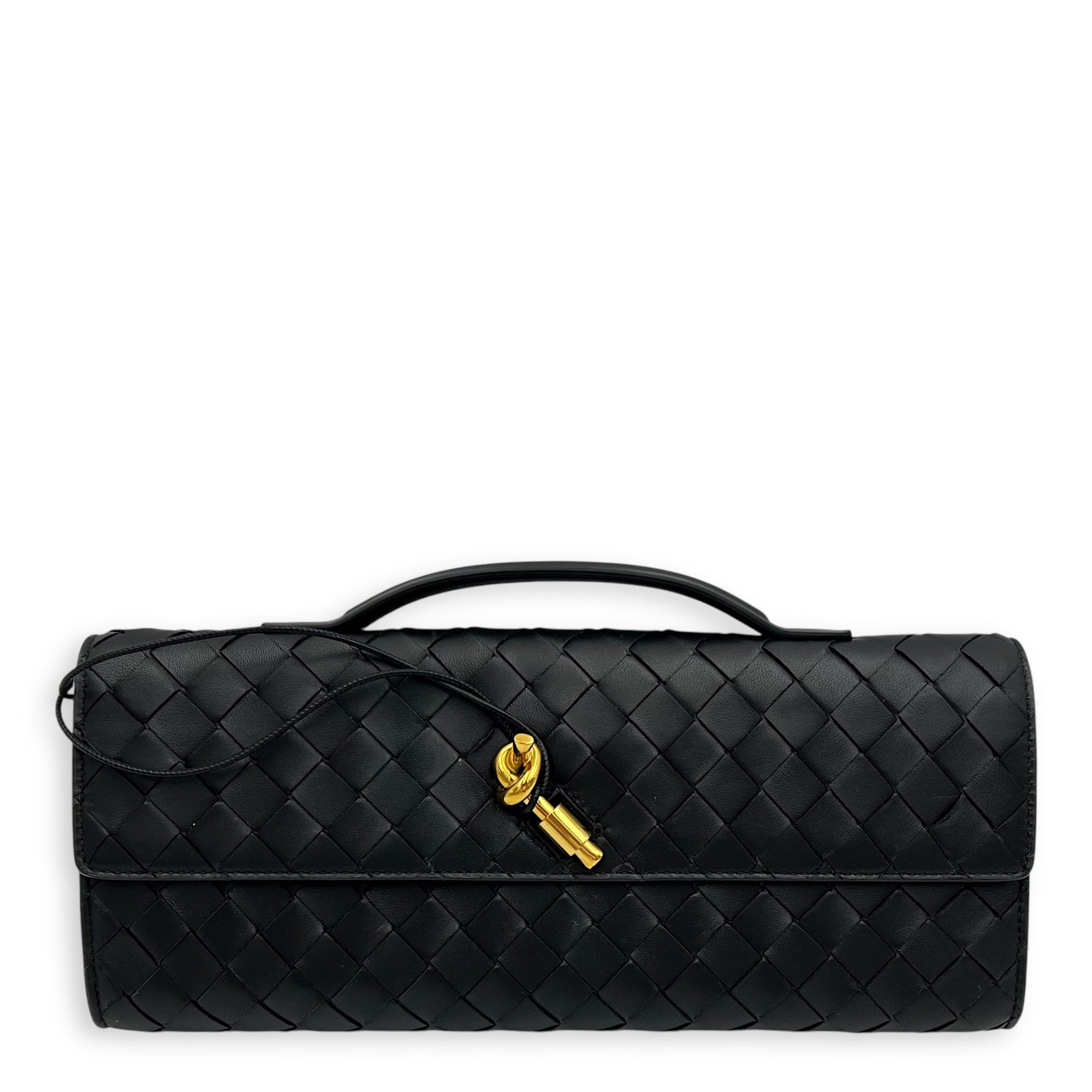 Andiamo Top Handle Bag Black in Lambskin, Gold hardware
