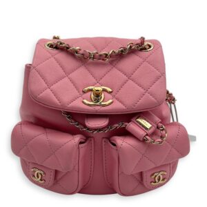 Duma Pink Backpack in Calfskin, Gold hardware