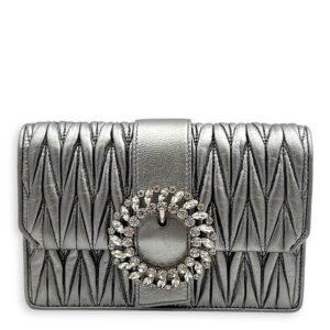 Matelassé Crossbody Bag Silver in Lambskin, Silver hardware