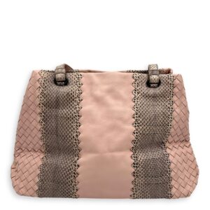 Intrecciato Top Handle Bag Pink in Lambskin, Gunmetal hardware