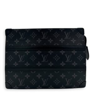 Trunk Pouch Black in Monogram Coated Canvas, Silver hardware