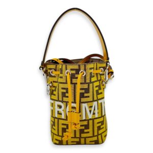 Mon Tresor Bucket Bag Yellow in Canvas, Silver hardware