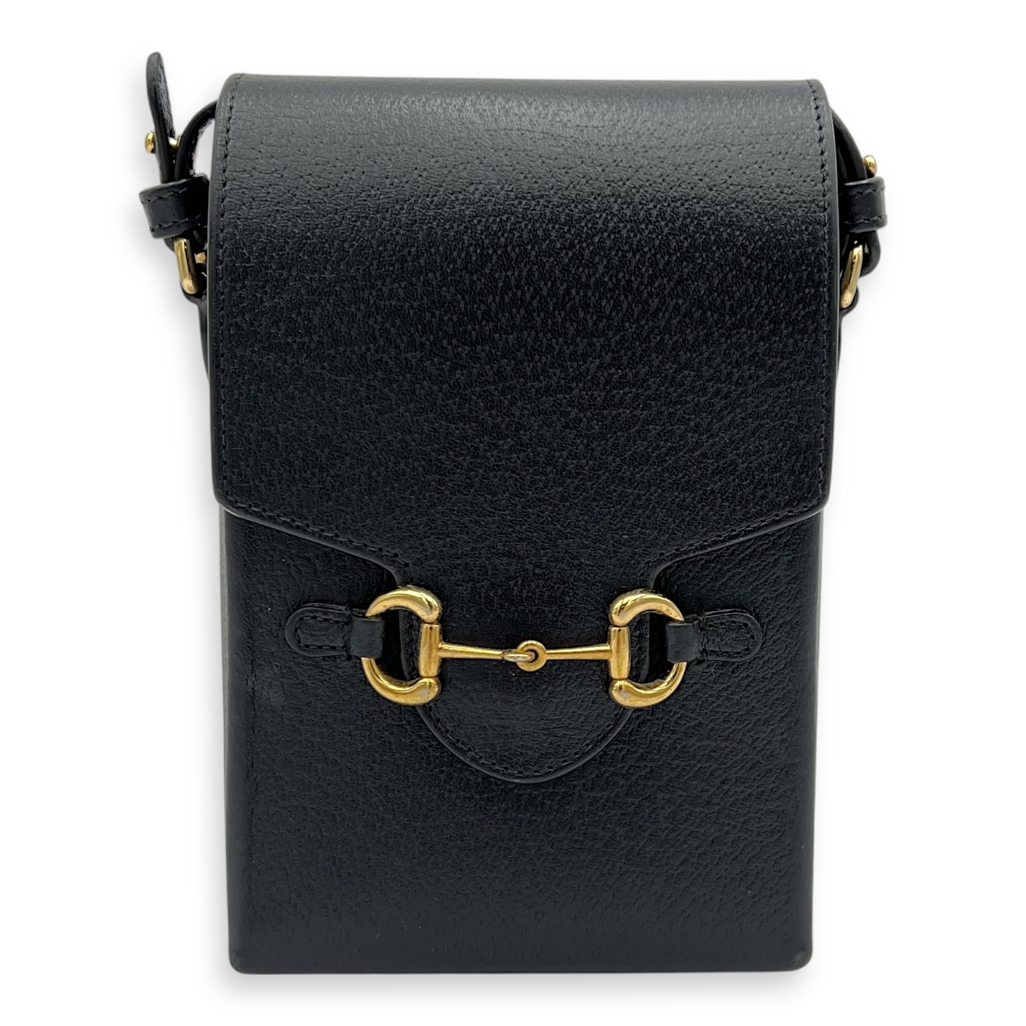 Horsebit 1955 Crossbody Bag Super Mini Black in Calfskin, Gold hardware