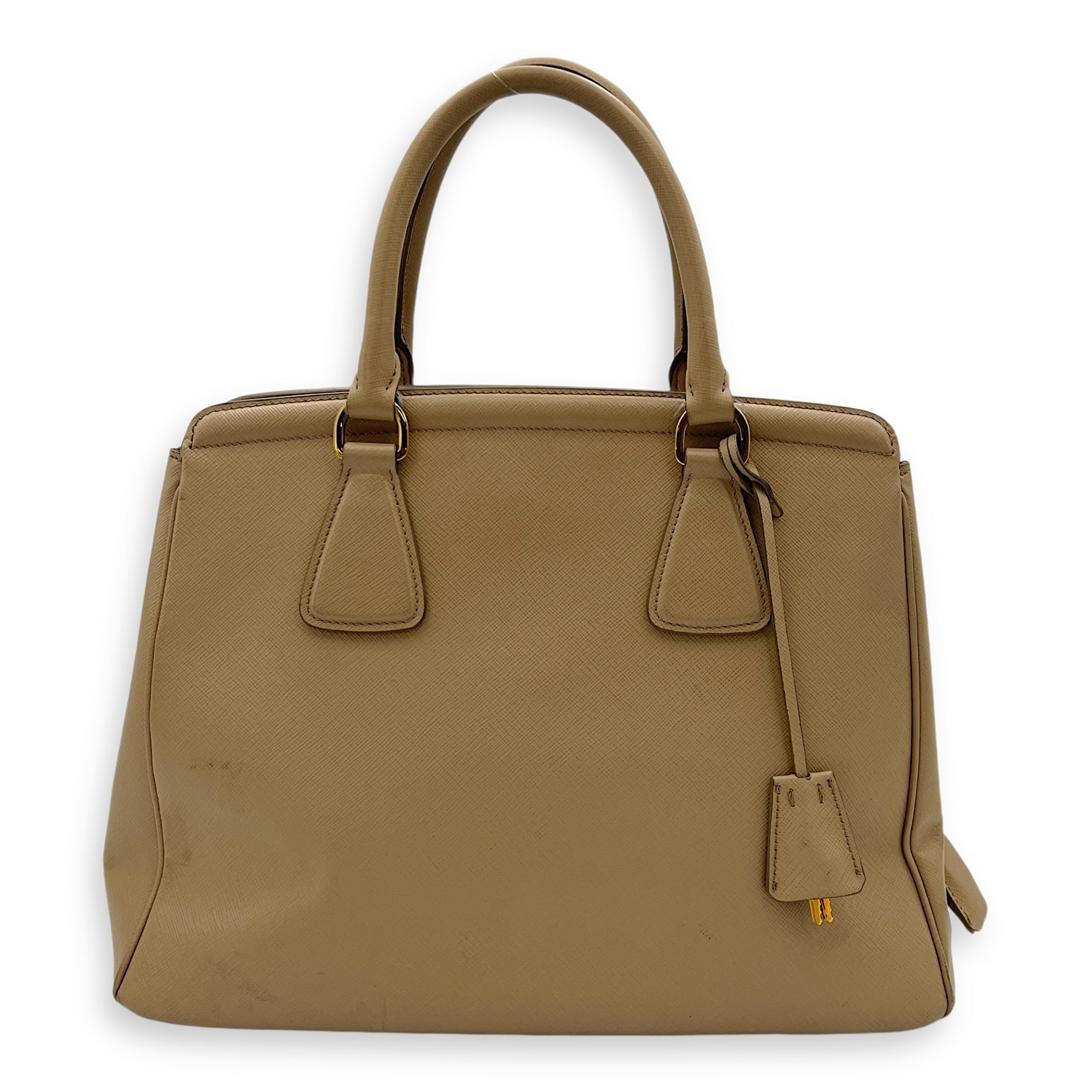 Triangle Top Handle Bag Beige in Calfskin, Gold hardware - Image 3
