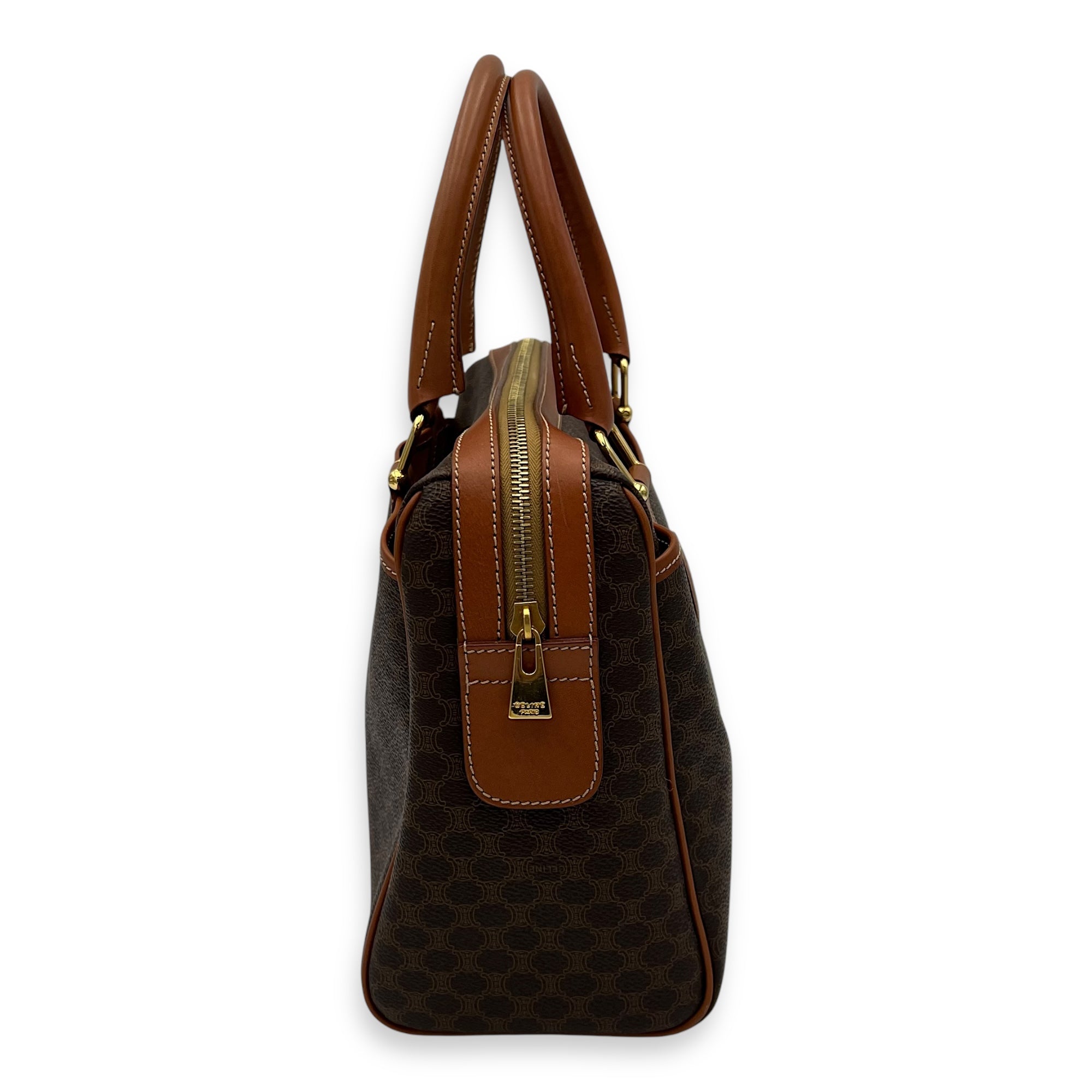 Macadam Top Handle Bag Brown in Coated Canvas, Gold hardware - Image 5