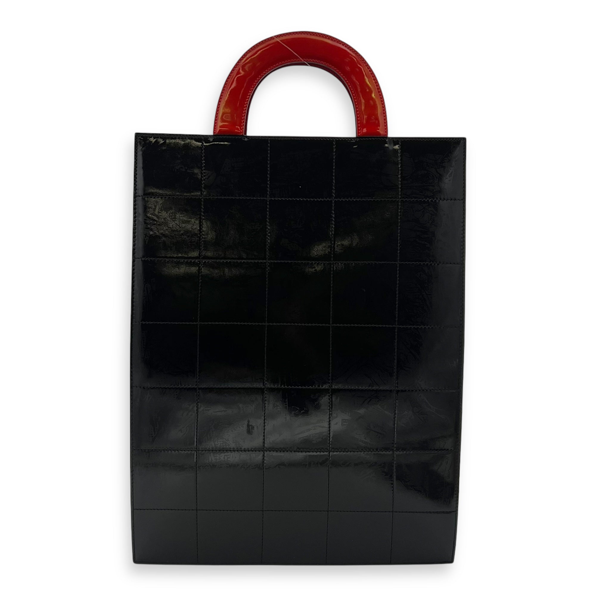 Mademoiselle Lady Coco Enamel Red Top Handle Bag in Patent Leather, Silver hardware - Image 3