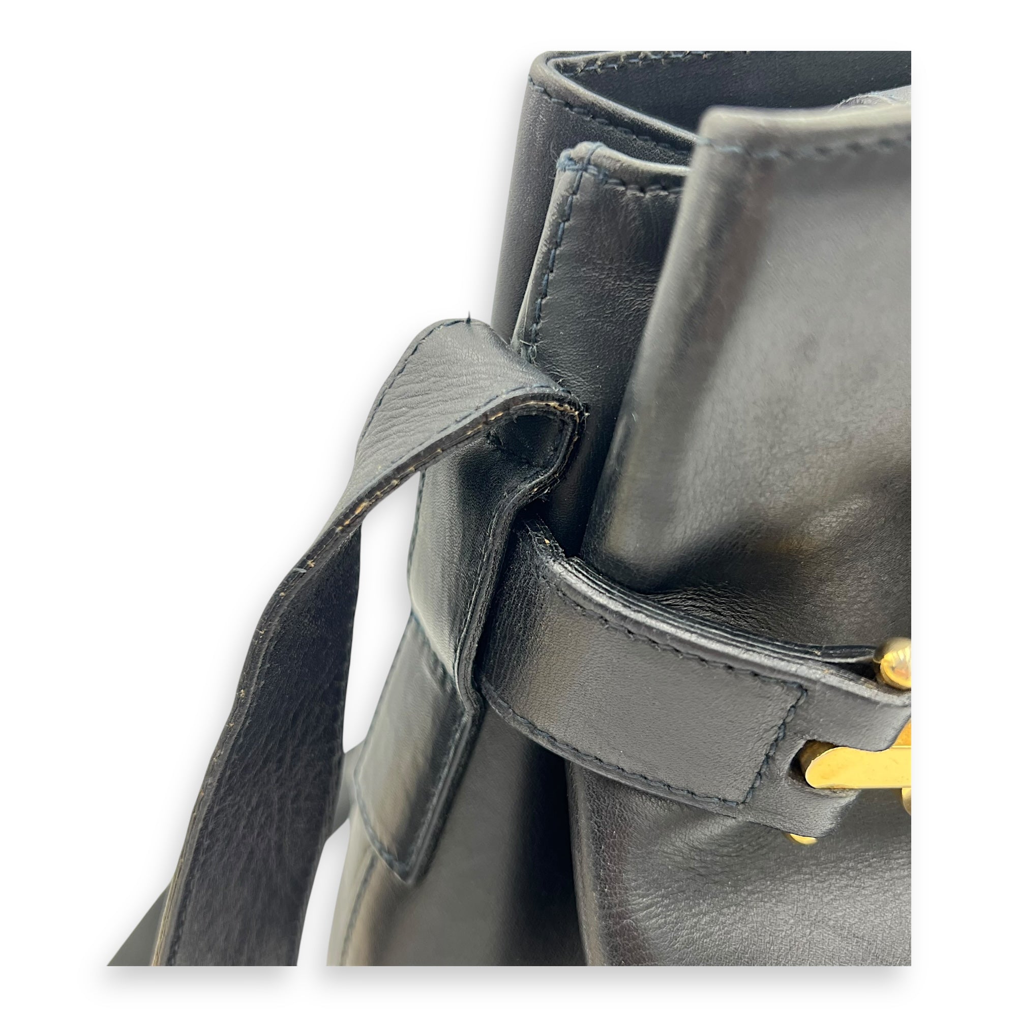 Gancini Black Shoulder Bag in Calfskin, Gold hardware - Image 13