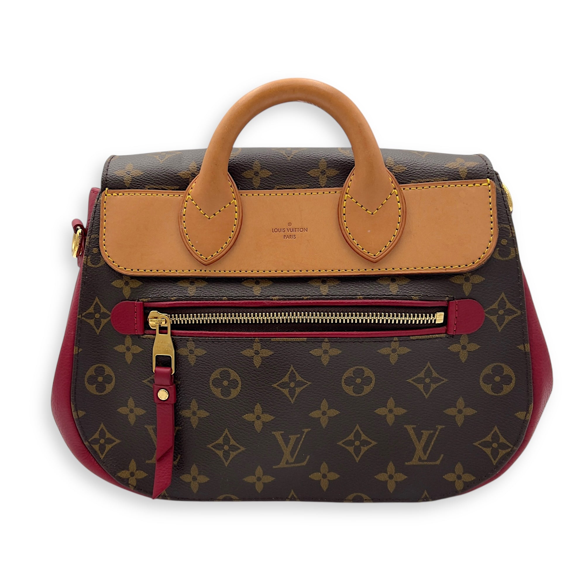 Eden Brown Top Handle Bag in Coated Canvas, Gold hardware - Image 3