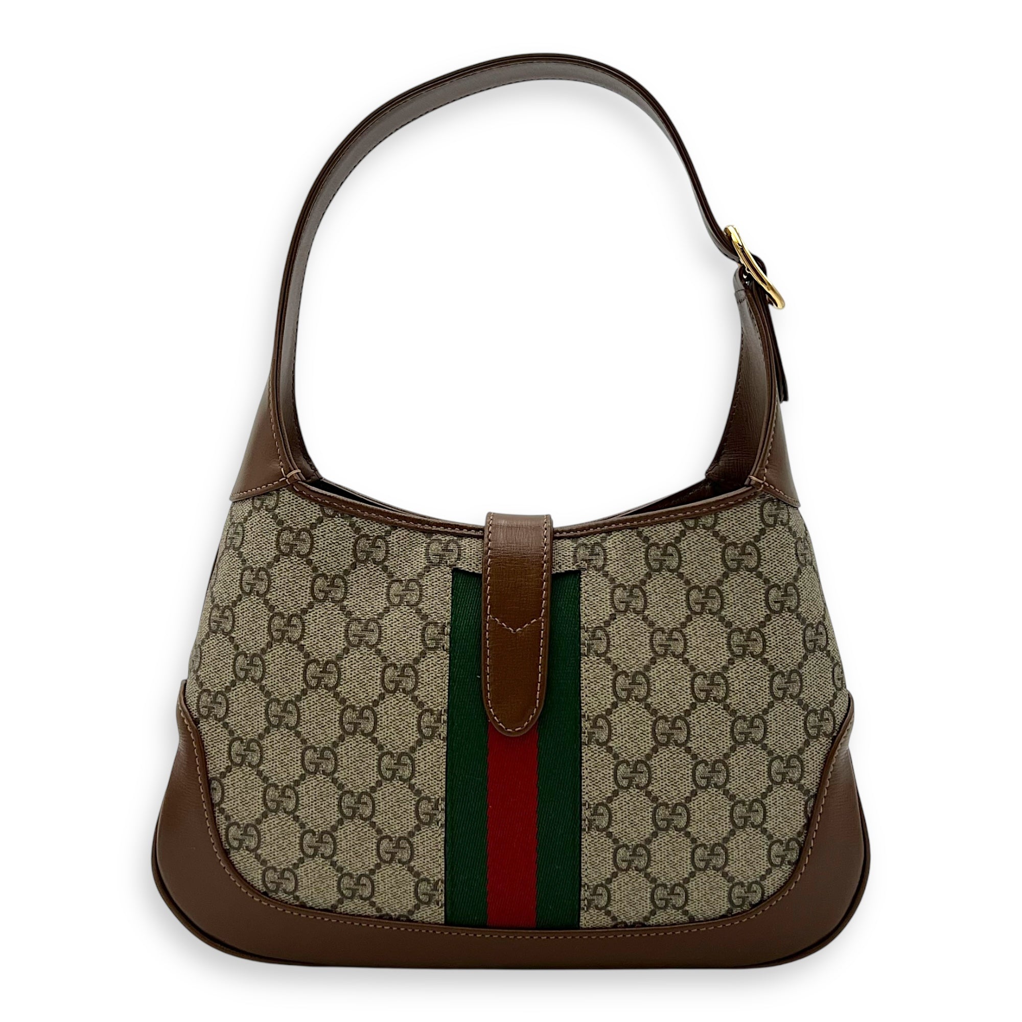 Jackie 1961 Top Handle Bag Brown in Coated Canvas, Gold hardware - Image 3