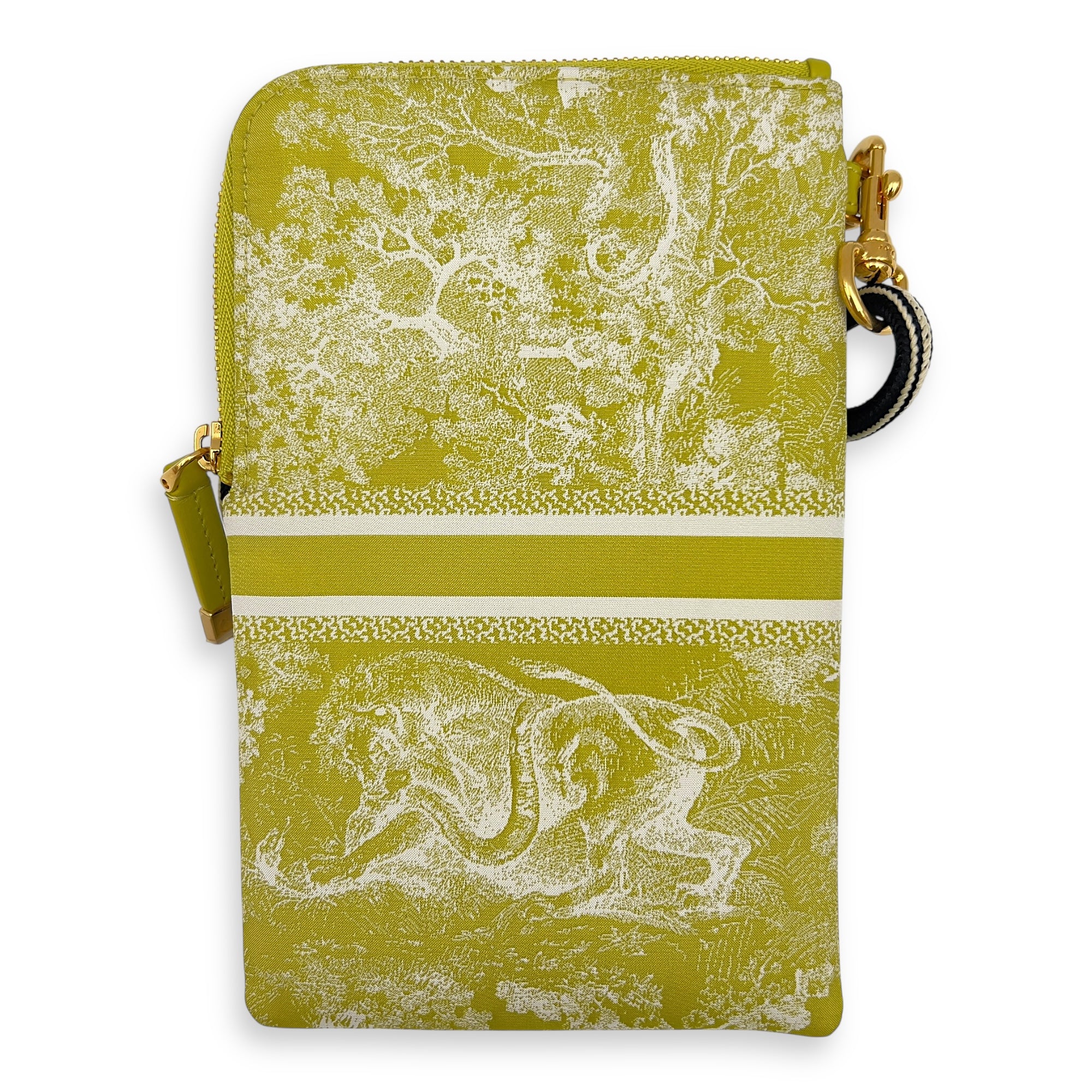 Travel Green Multifunctional Pouch in Calfskin, Gold hardware - Image 3
