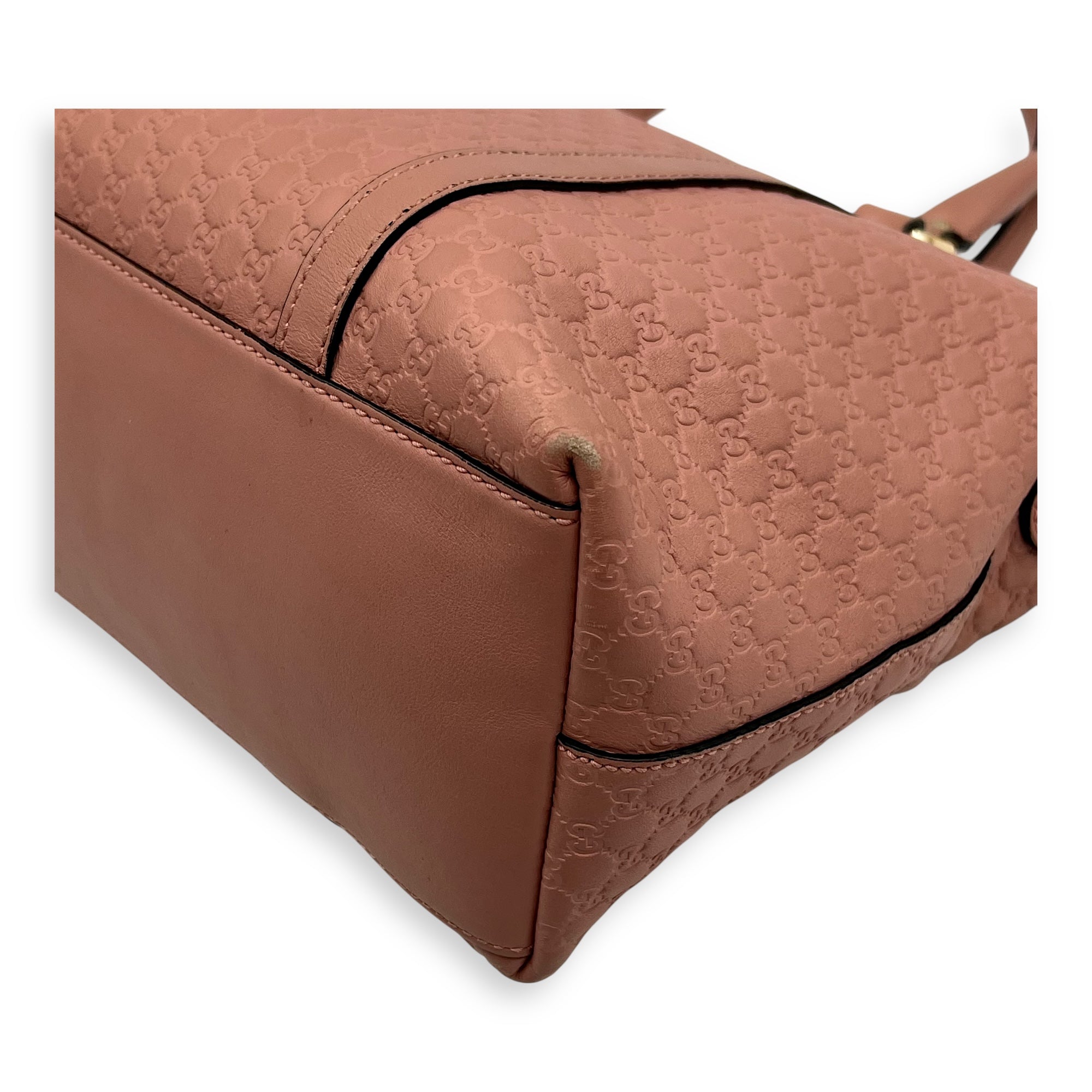 Microguccissima Tote Bag Pink in Guccissima Leather, Gold hardware - Image 11