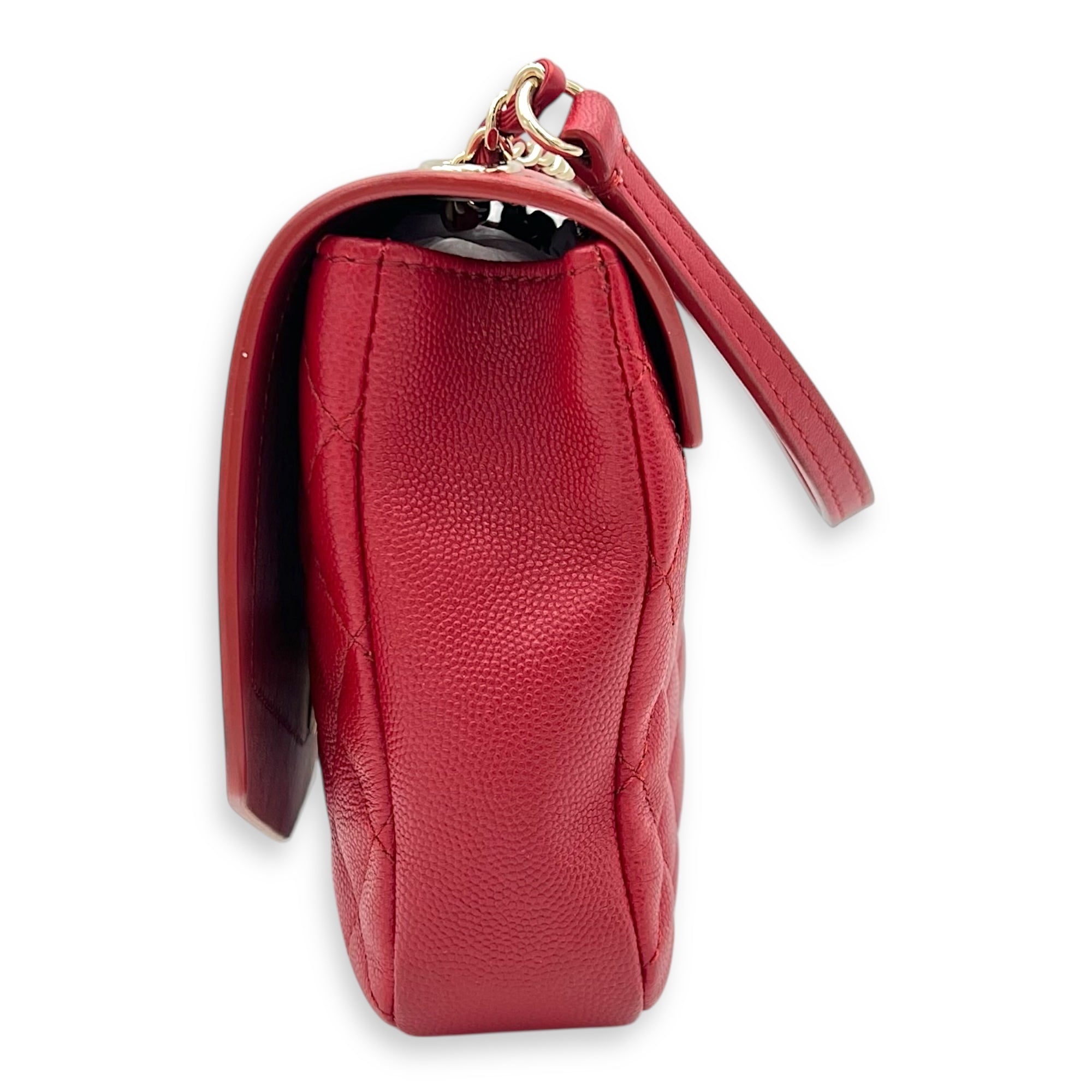 CC Flap Shoulder Bag Red in Calfskin, Gold hardware - Image 5