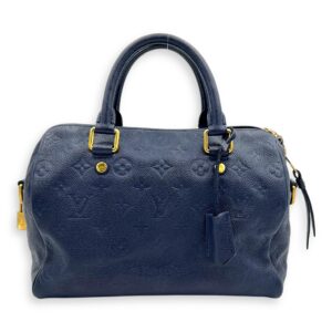 Speedy Bandouliere Top Handle Bag Blue in Empreinte Leather, Gold hardware