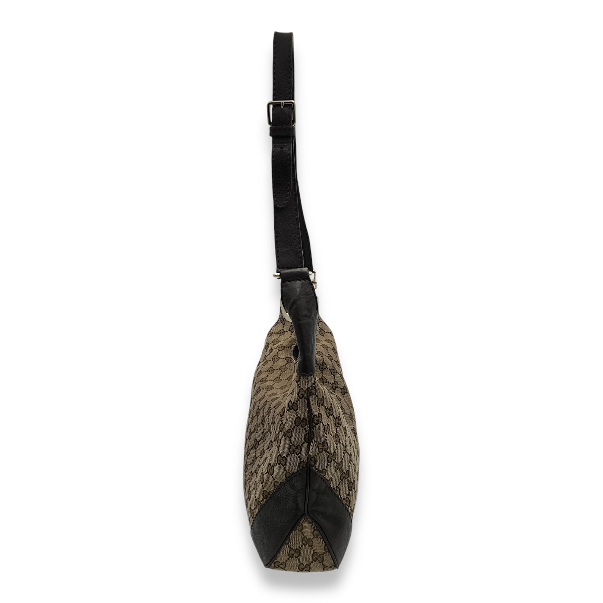 Shoulder Bag Brown in Jacquard, Light Gold hardware - Image 4