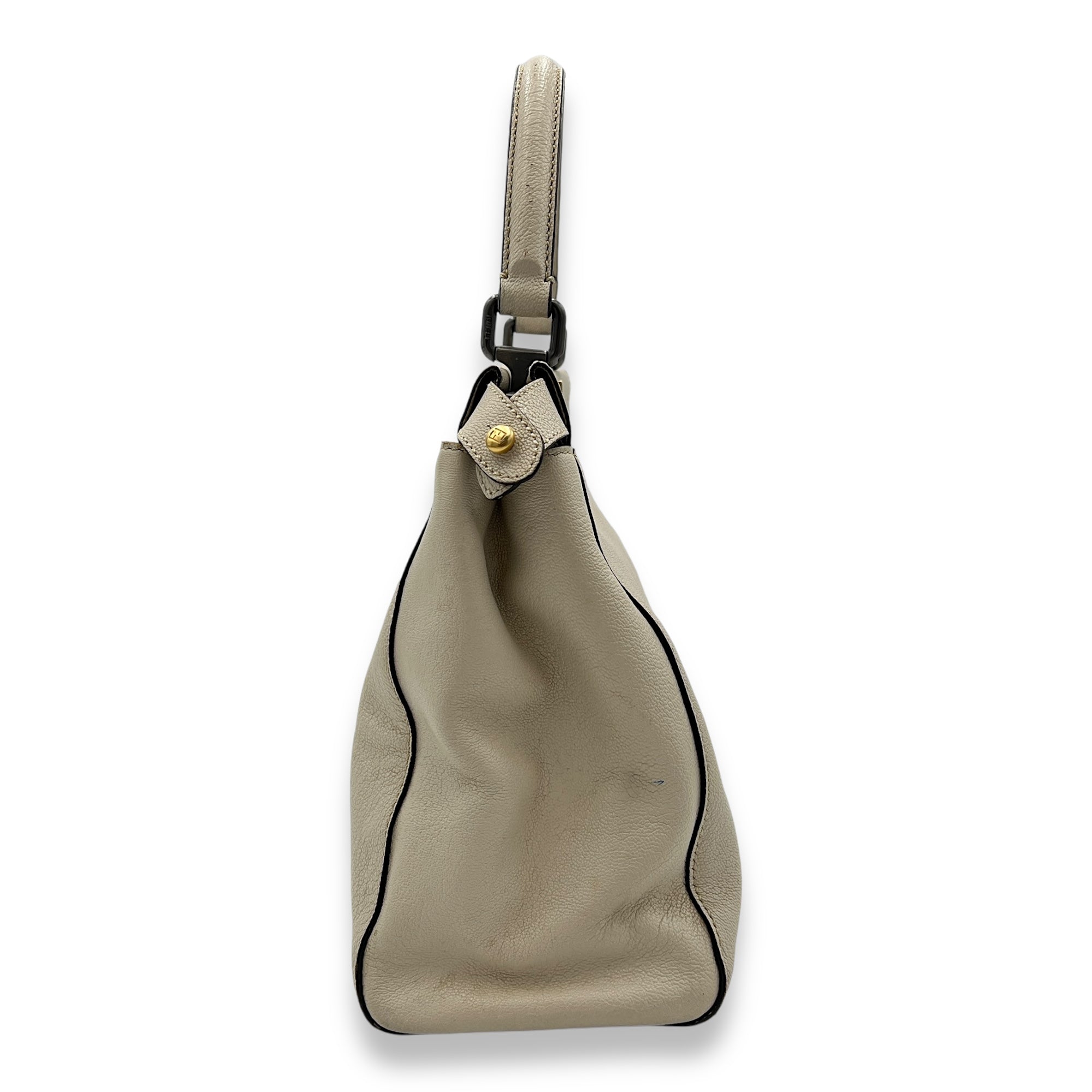 Peekaboo Medium Top handle bag in Calfskin, Silver Hardware - Image 4