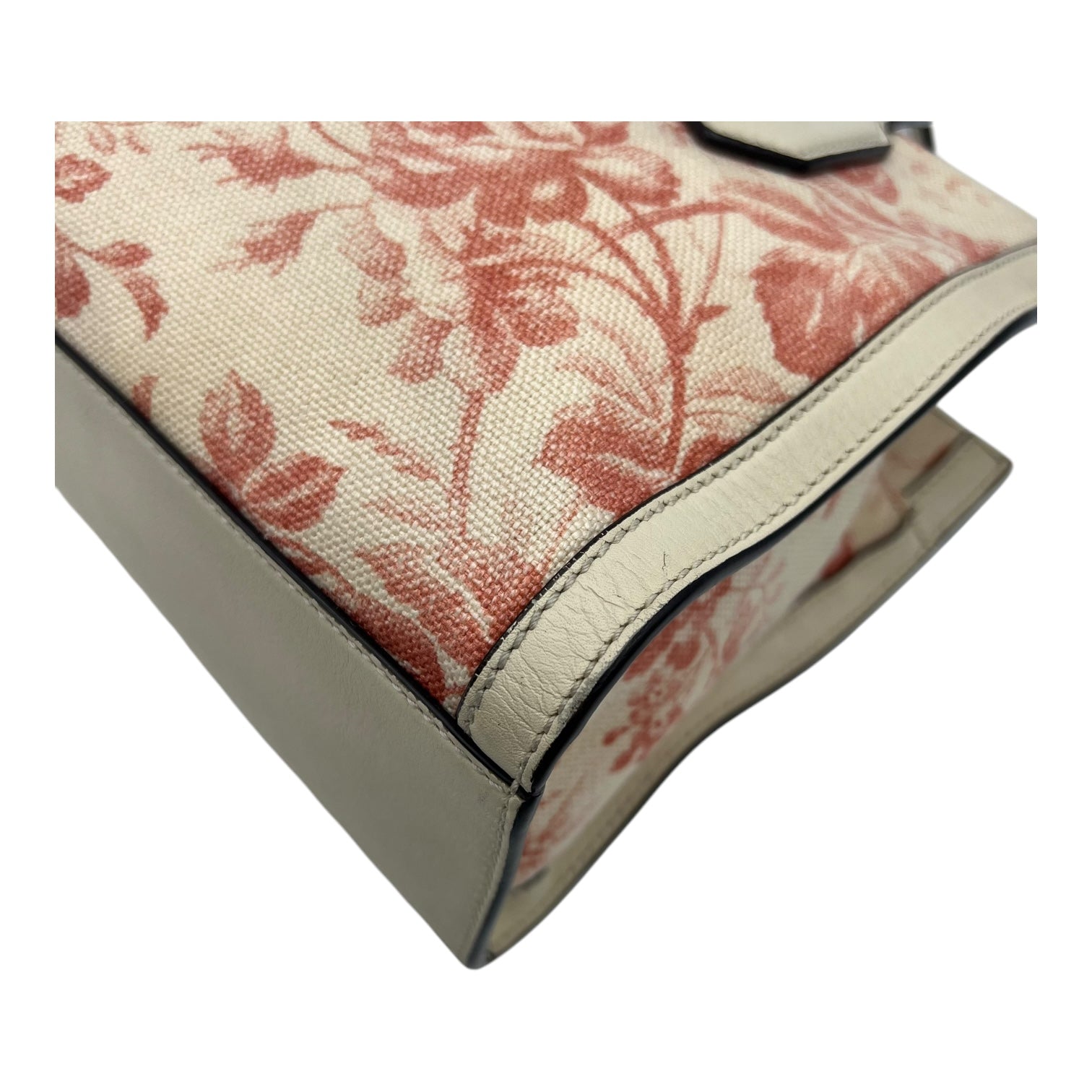 Ribbon Herbarium Top Handle Bag White in Canvas, Gold hardware - Image 13