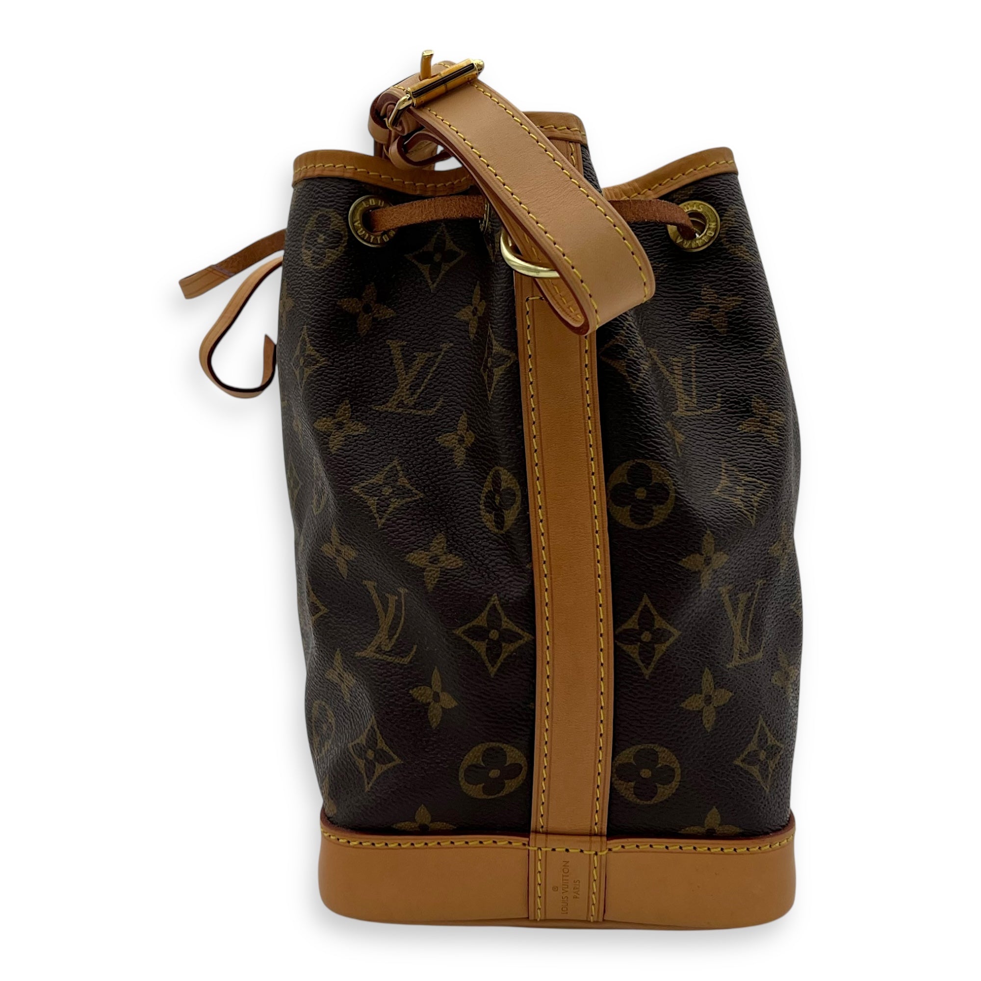 Noe Bucket Bag Petite Brown in Monogram Coated Canvas, Gold hardware - Image 4