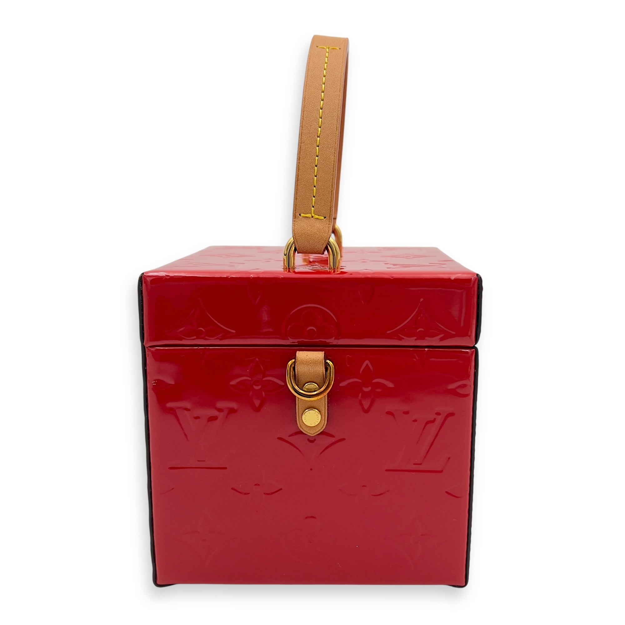 Bleecker Top Handle Bag Red in Vernis, Gold hardware - Image 4