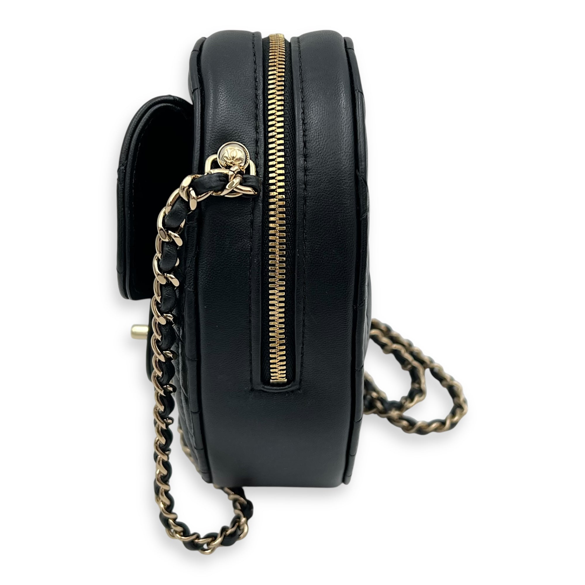 Heart Crossbody Bag Black in Lambskin, Gold hardware - Image 4