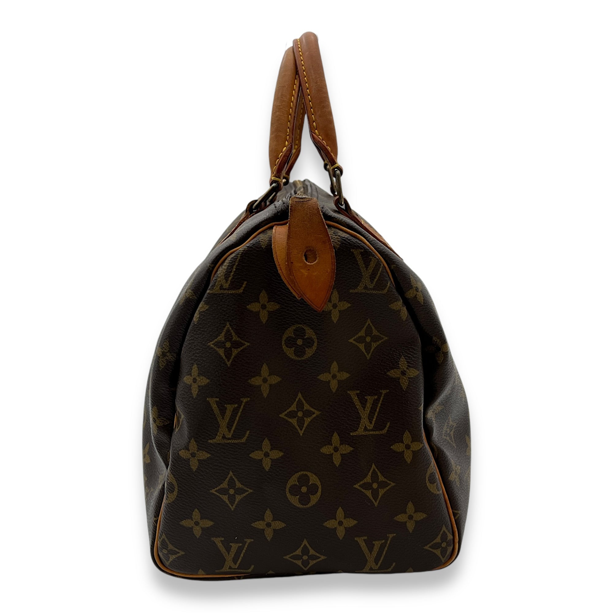 Speedy Top Handle Bag 30 Brown in Monogram Coated Canvas, Gold hardware - Image 5