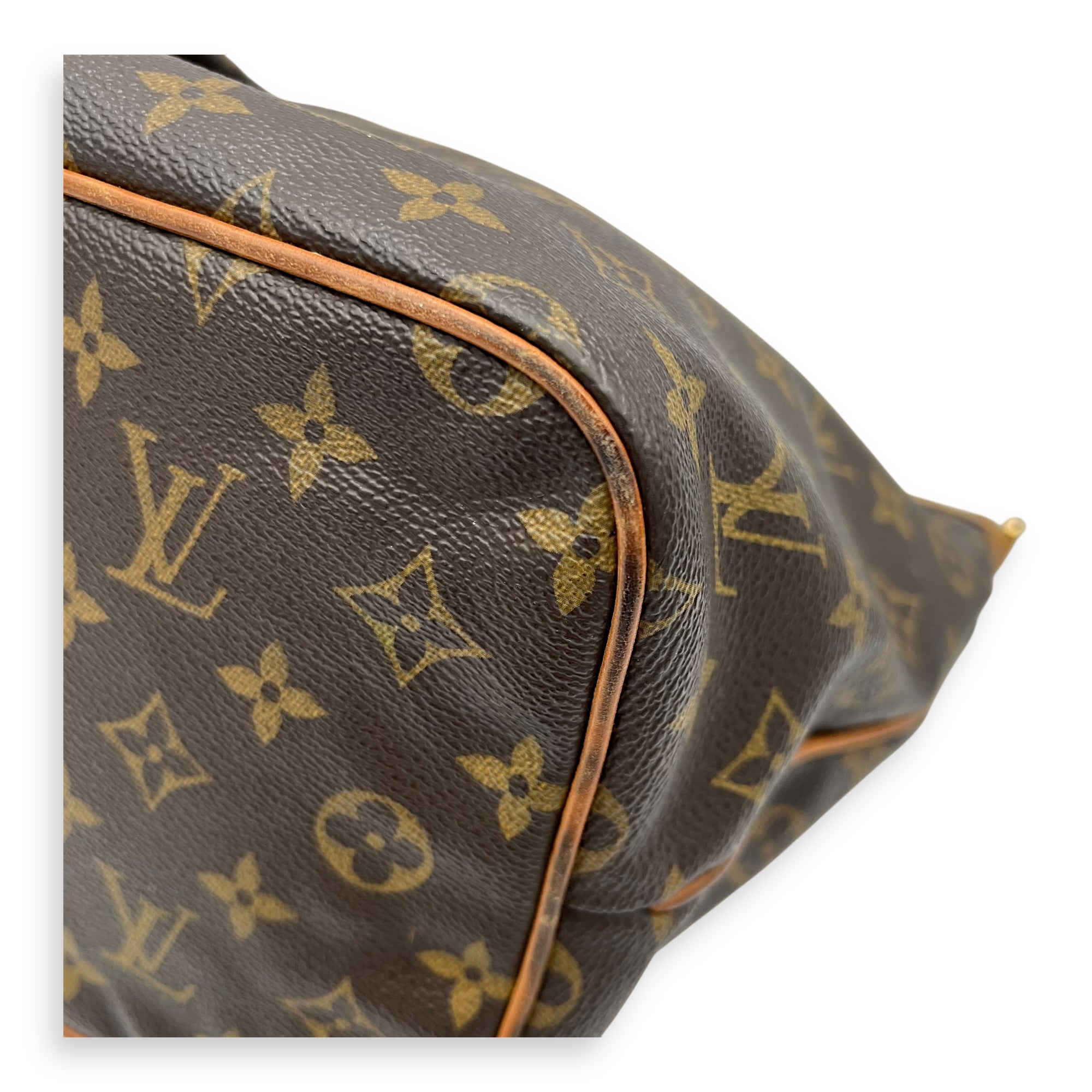 Palermo PM Brown Top Handle Bag in Monogram Coated Canvas, Gold hardware - Image 10