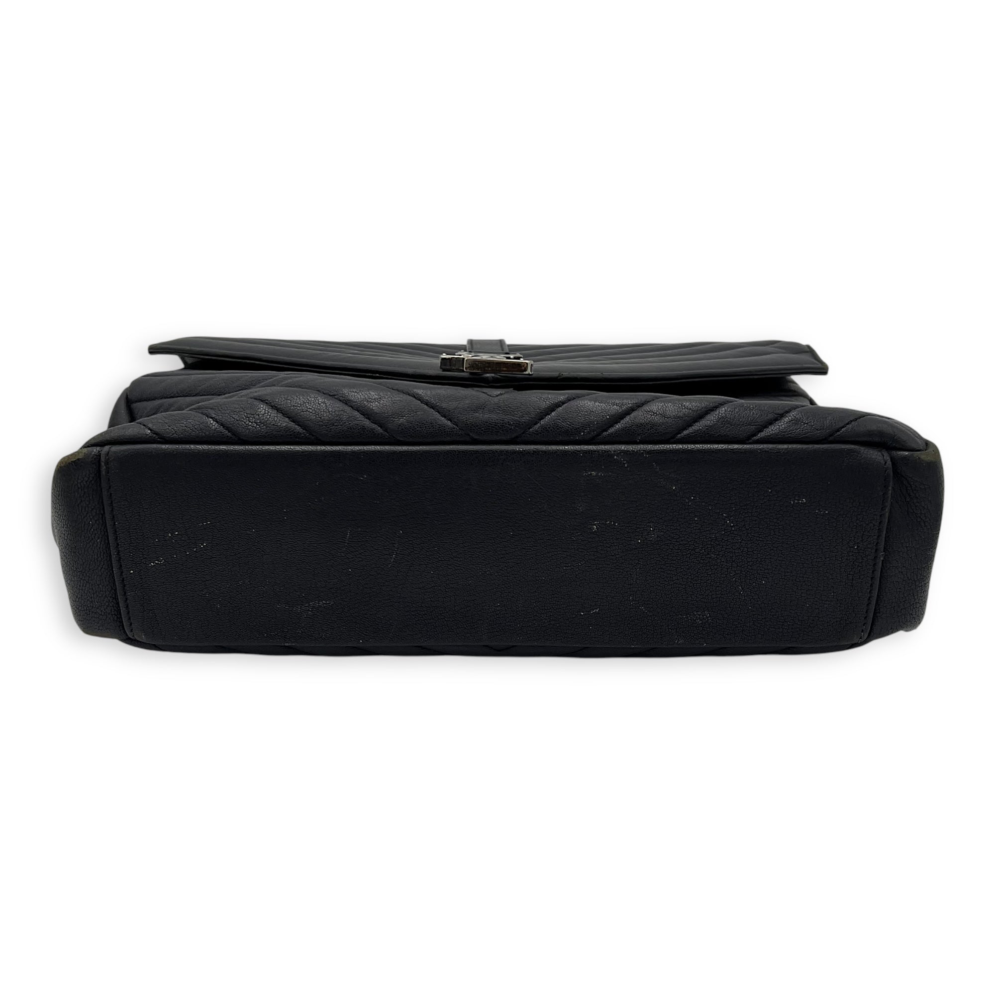 College Large Grey Shoulder Bag in Calfskin, Silver hardware - Image 6