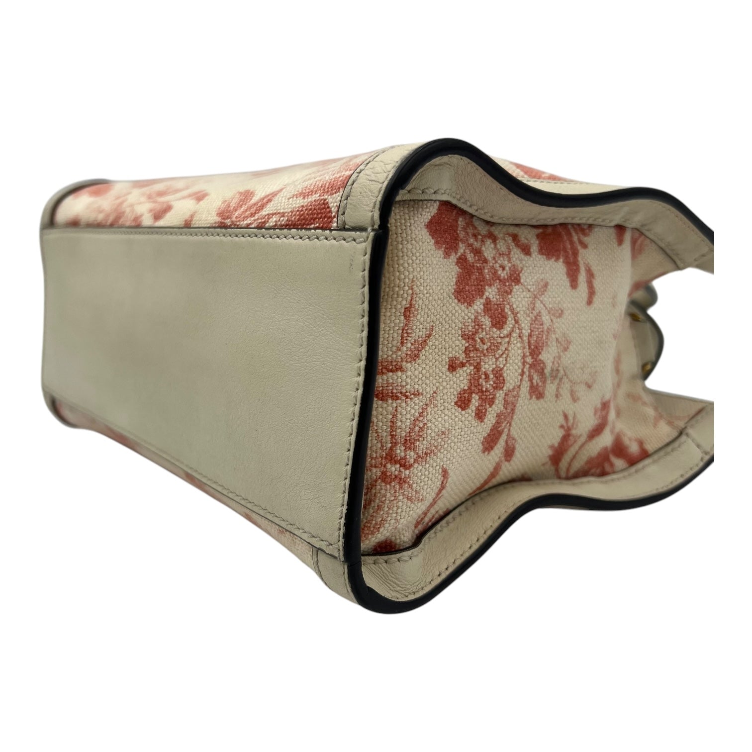 Ribbon Herbarium Top Handle Bag White in Canvas, Gold hardware - Image 12