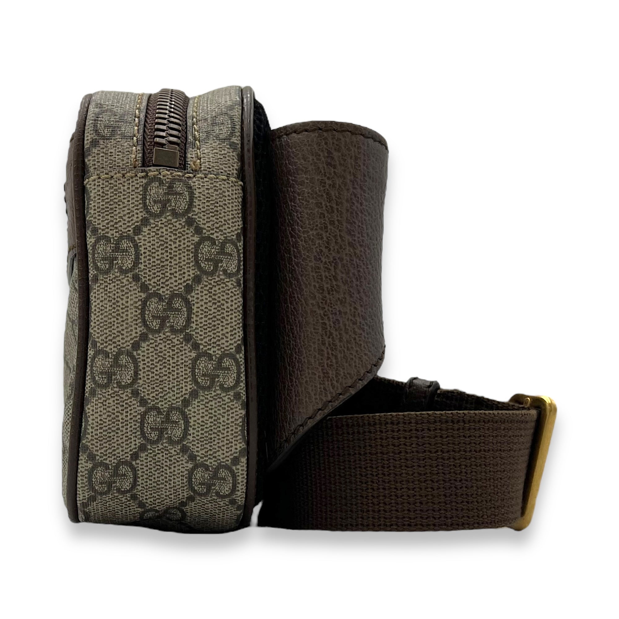 Ophidia Belt Bag Brown in Coated Canvas, Gold hardware - Image 5