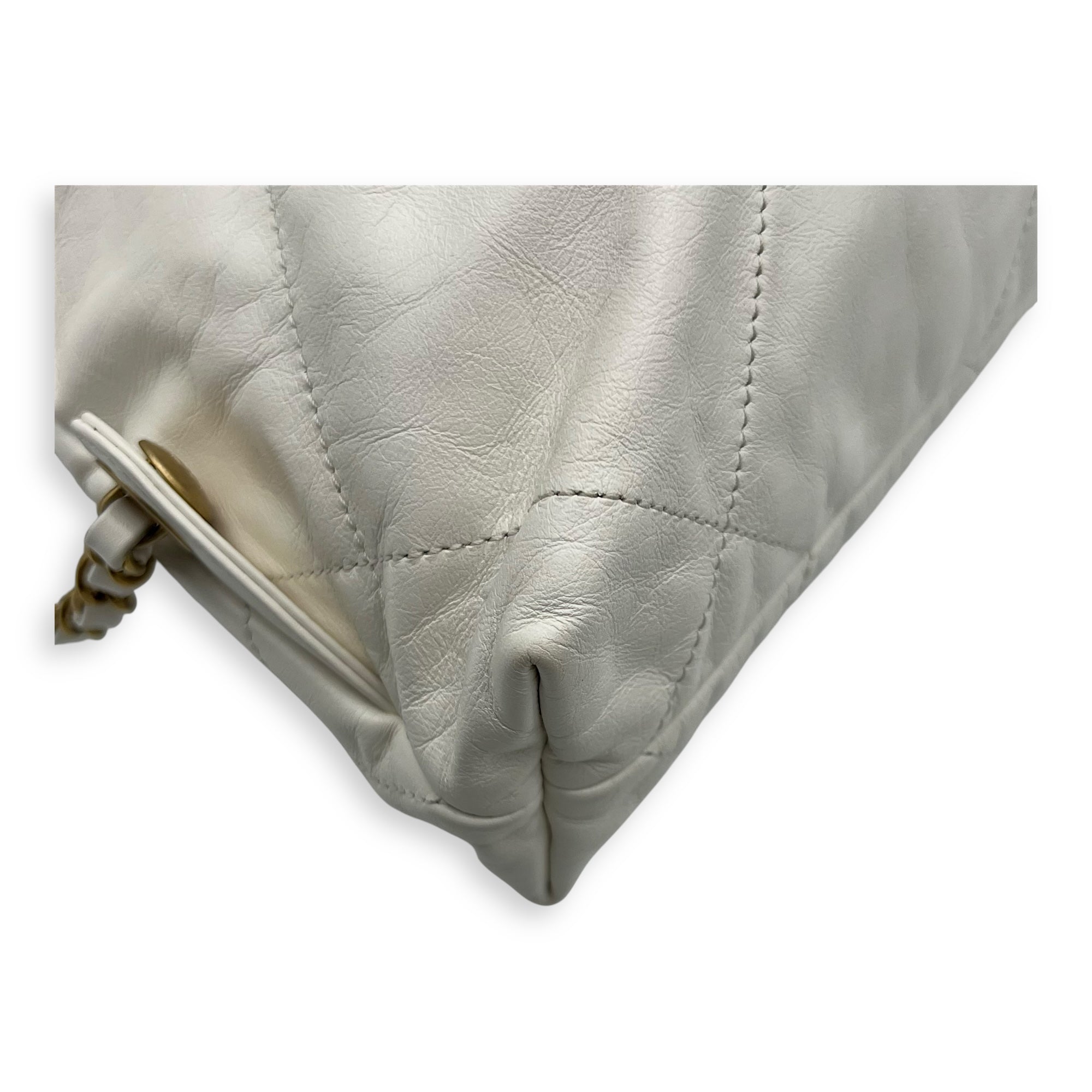 C22 Backpack White in Calfskin, Gold hardware - Image 10