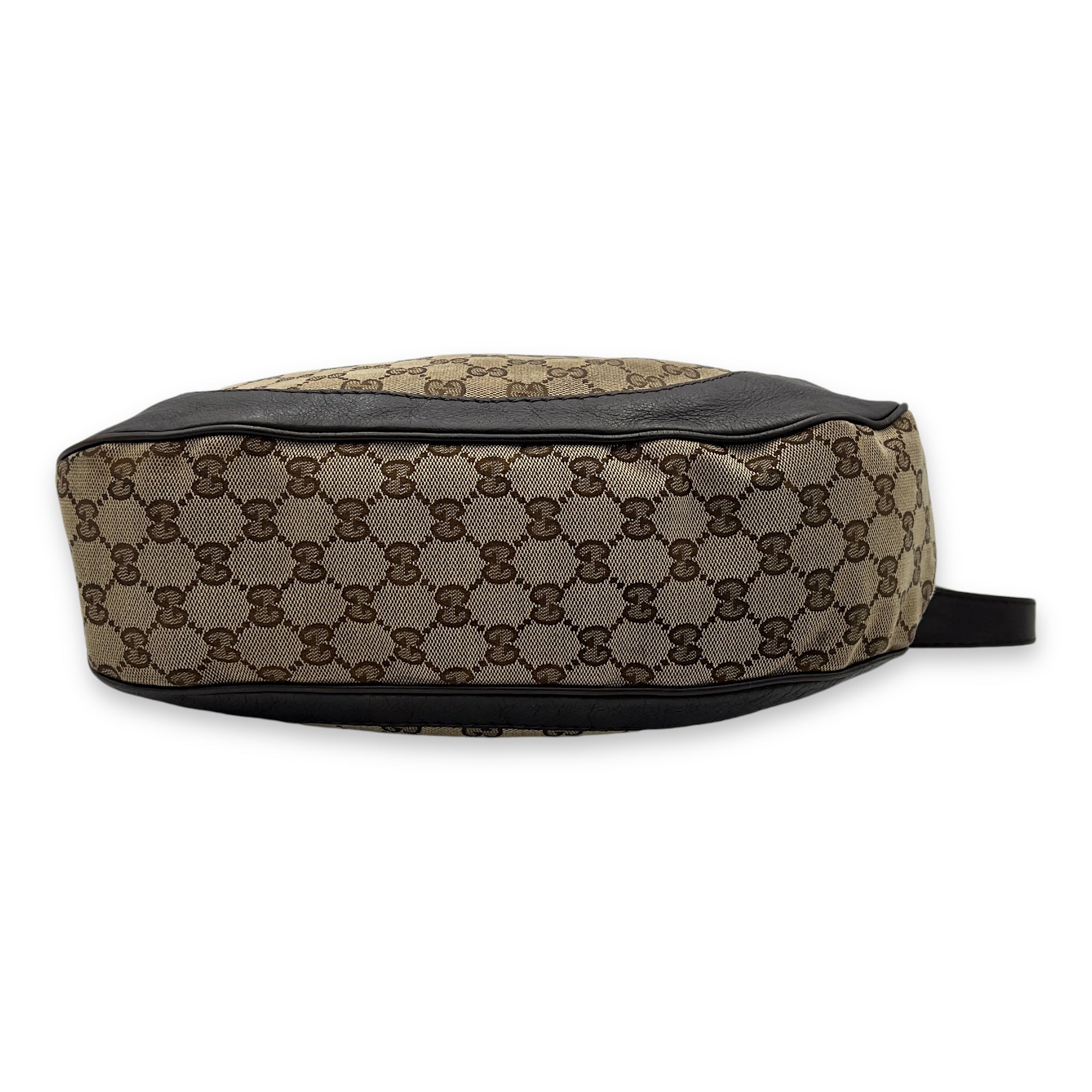 Shoulder Bag Brown in Jacquard, Light Gold hardware - Image 6