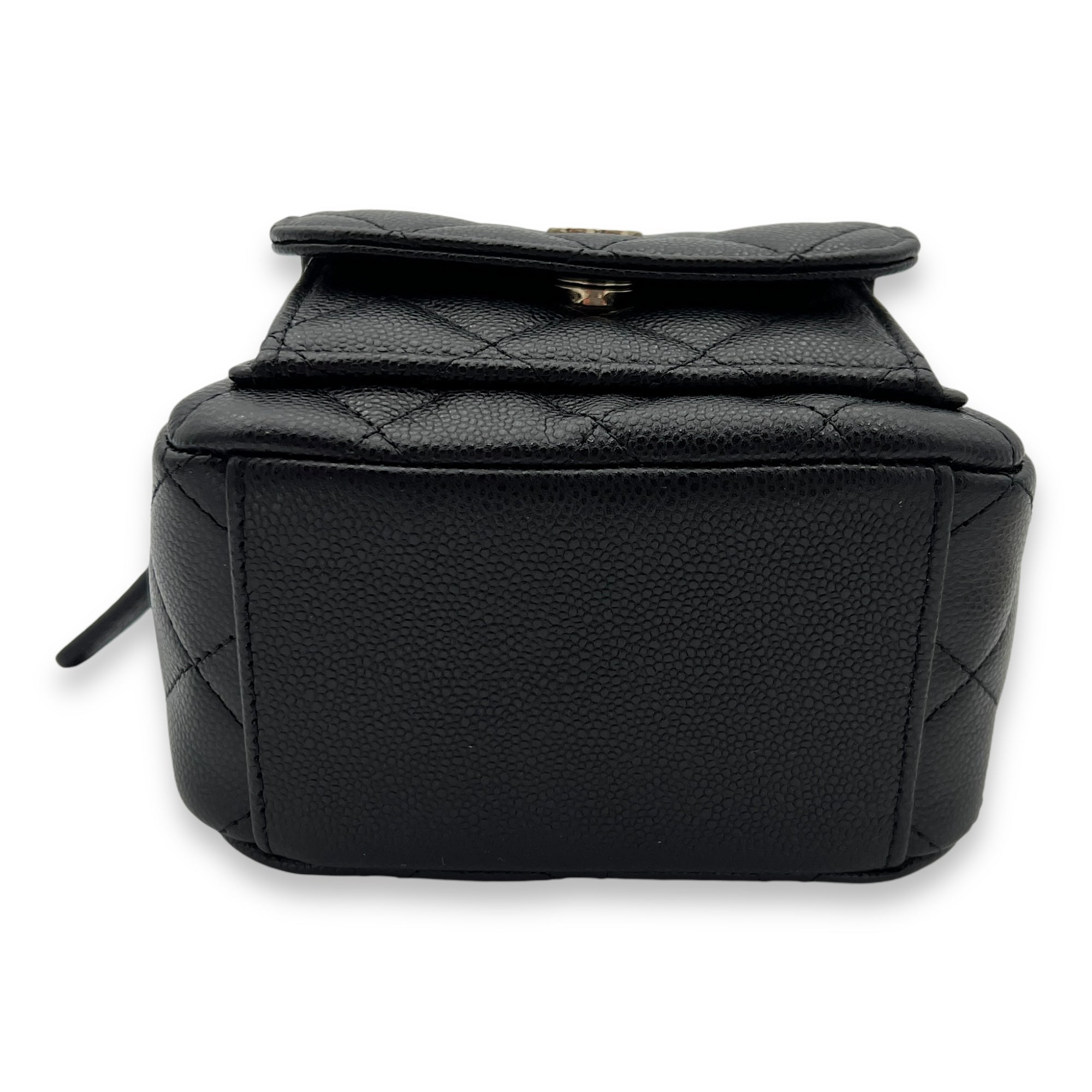 Quilted Backpack Black in Caviar Leather, Light Gold hardware - Image 6