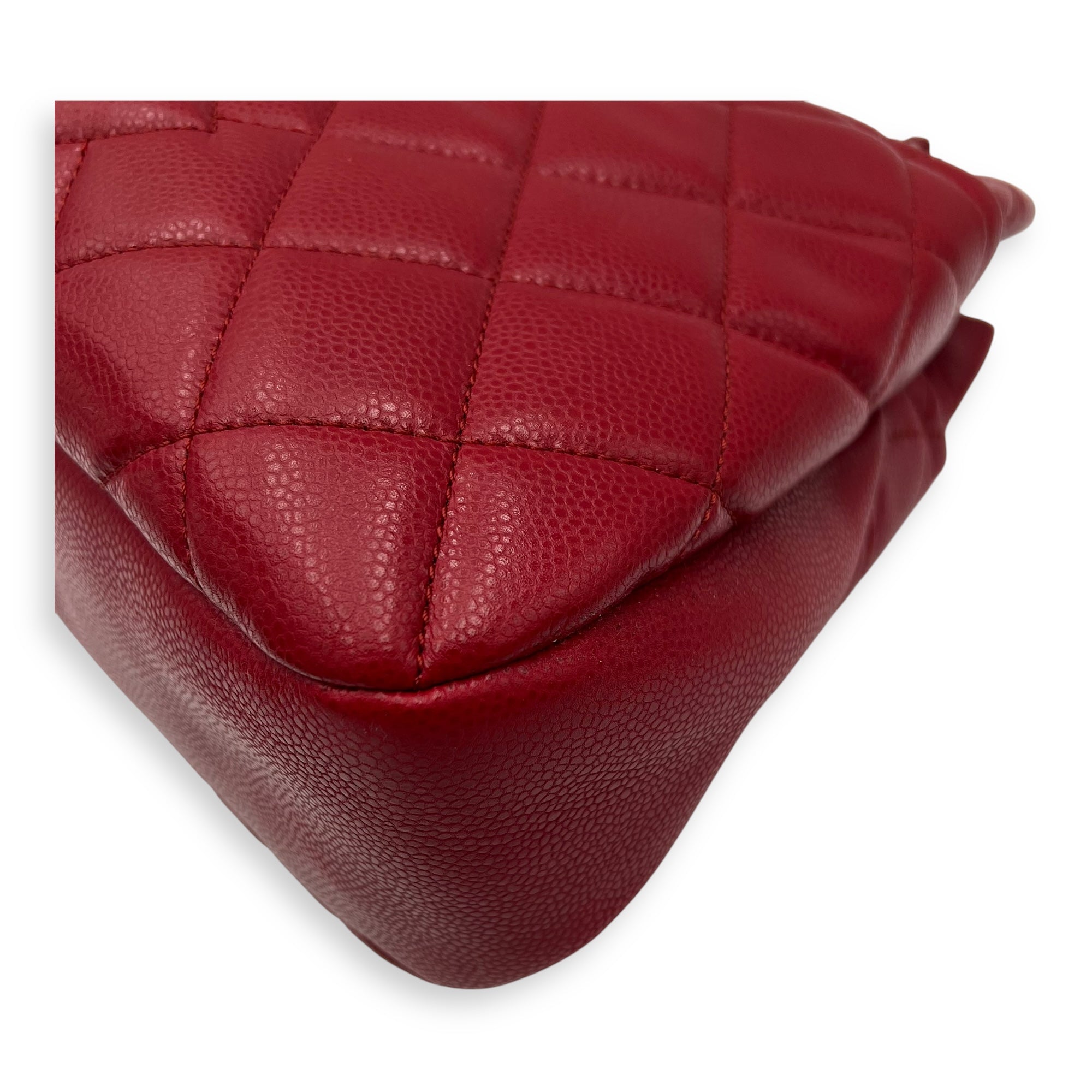 CC Shoulder Bag Red in Caviar Leather, Silver hardware - Image 12