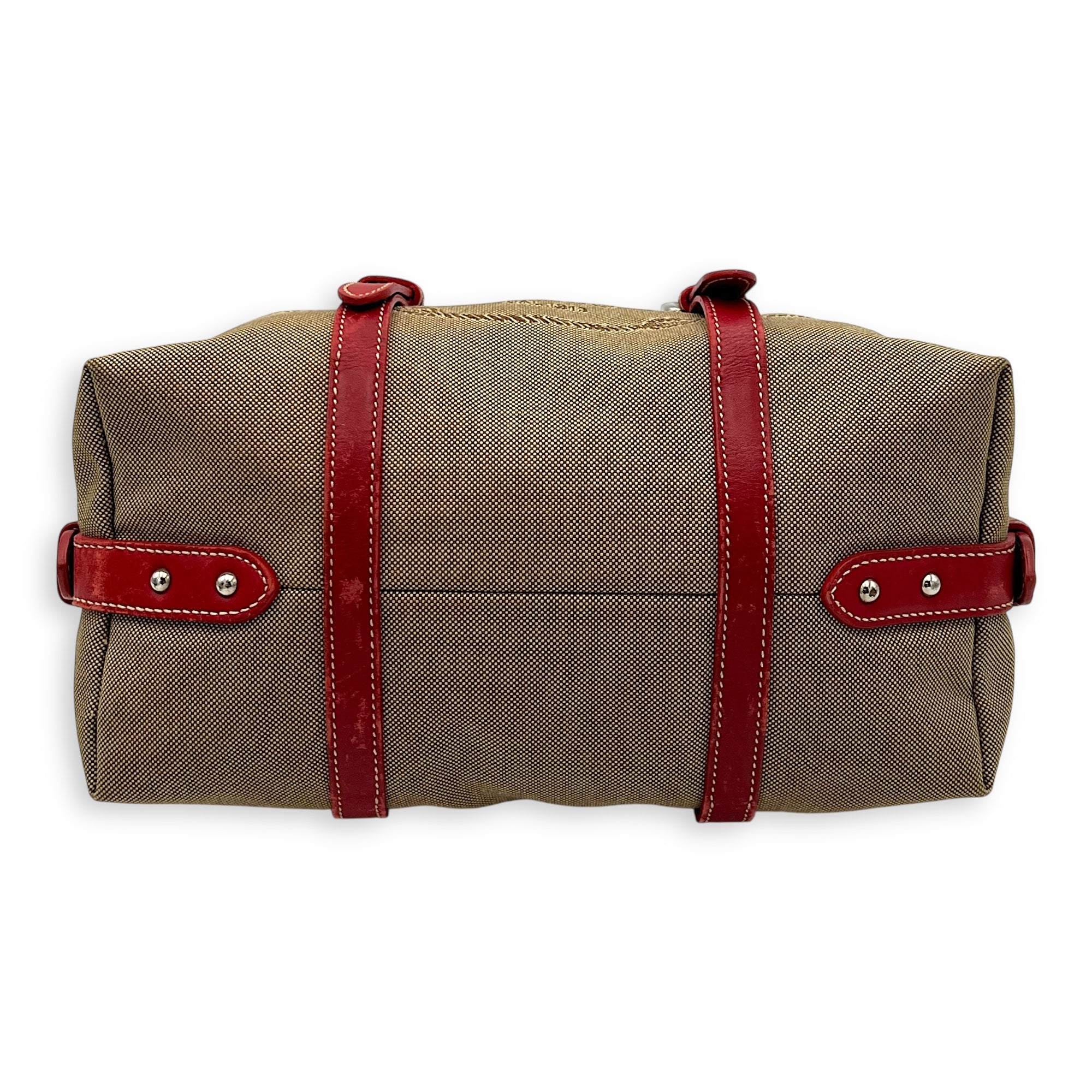 Logo Top Handle Bag Brown in Canvas, Silver hardware - Image 6