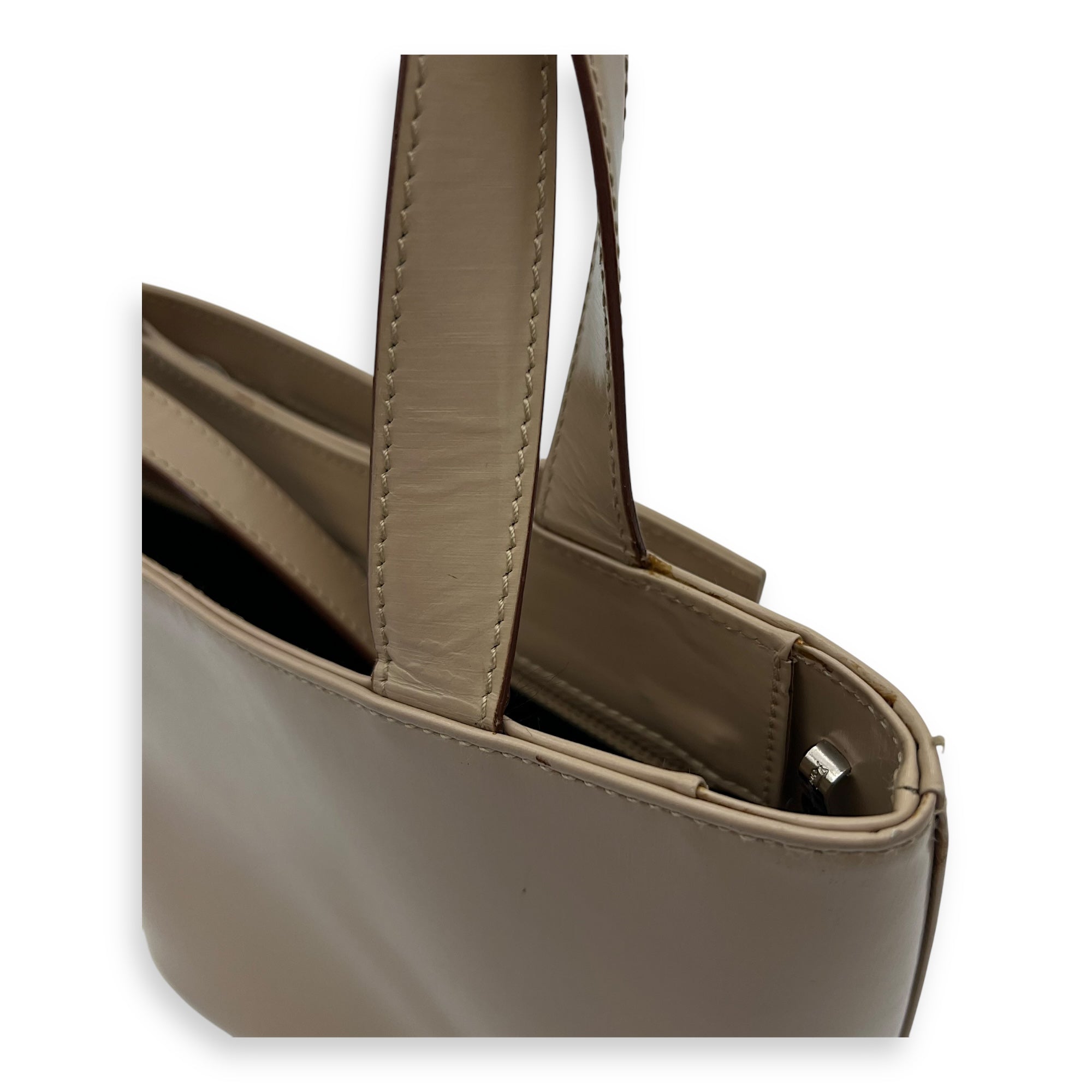 Gancini Silver Top Handle Bag in Calfskin, Silver hardware - Image 12