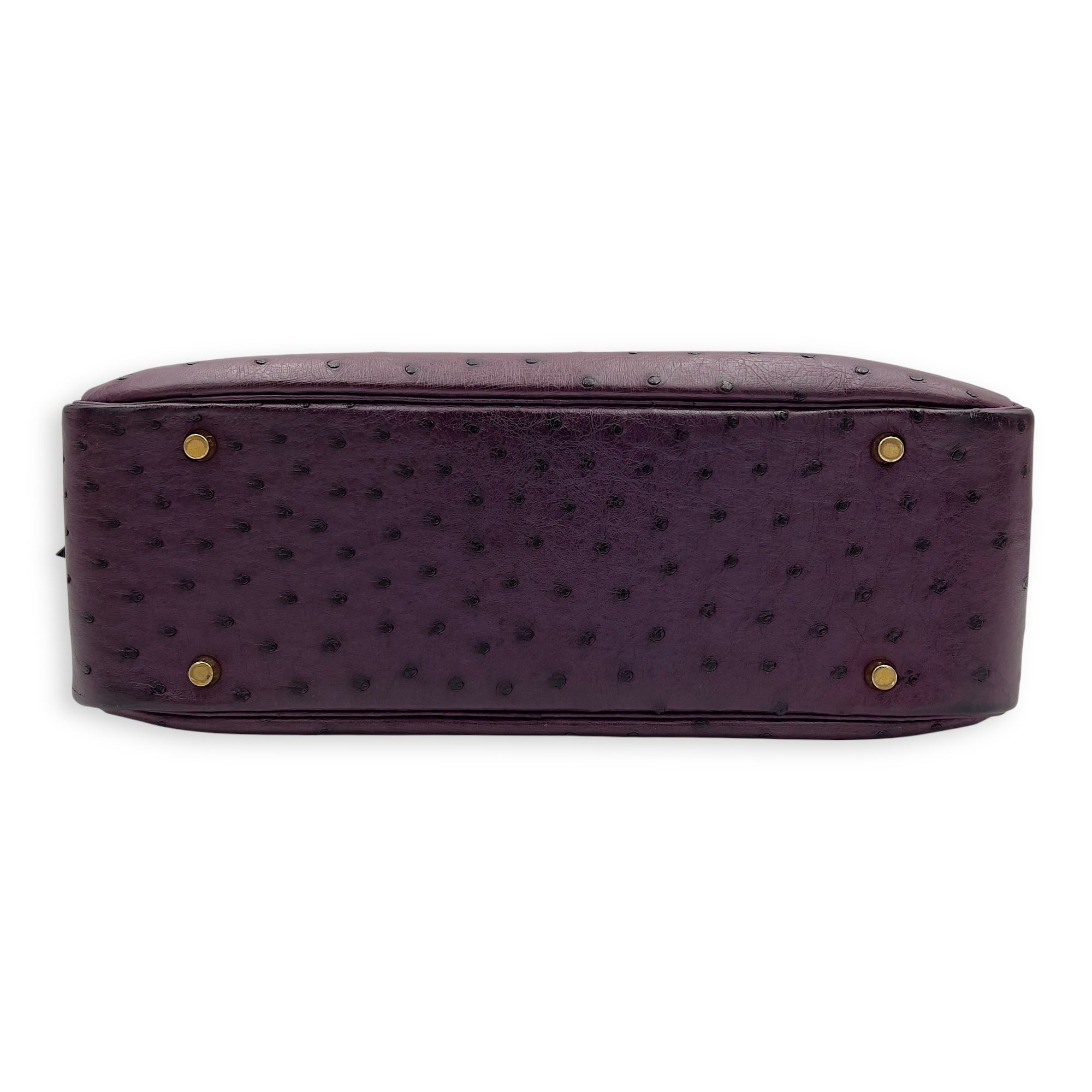 Plume 35 Purple Top Handle Bag in Ostrich, Gold hardware - Image 5
