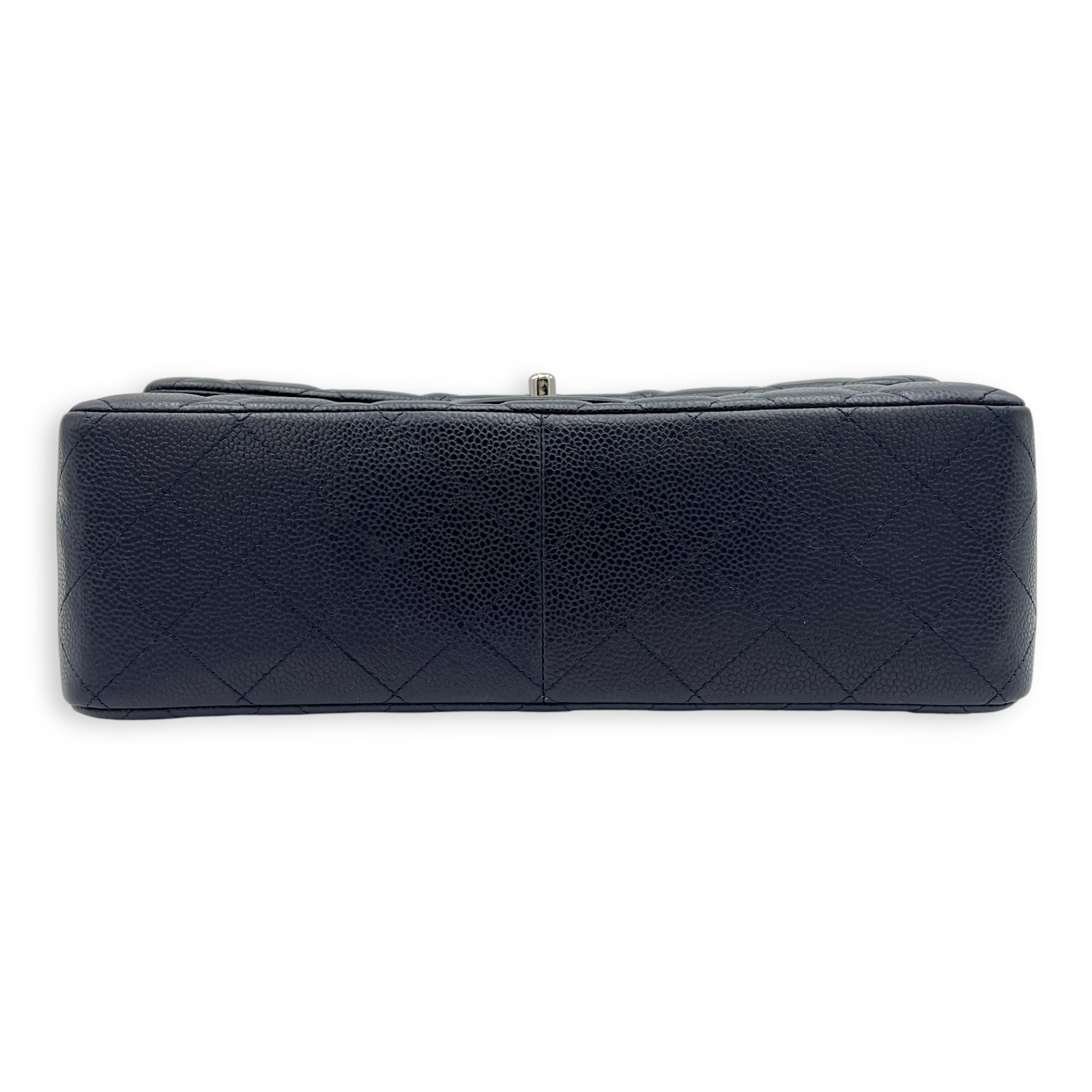 Classic Jumbo Blue Shoulder Bag in Caviar Leather, Silver hardware - Image 6