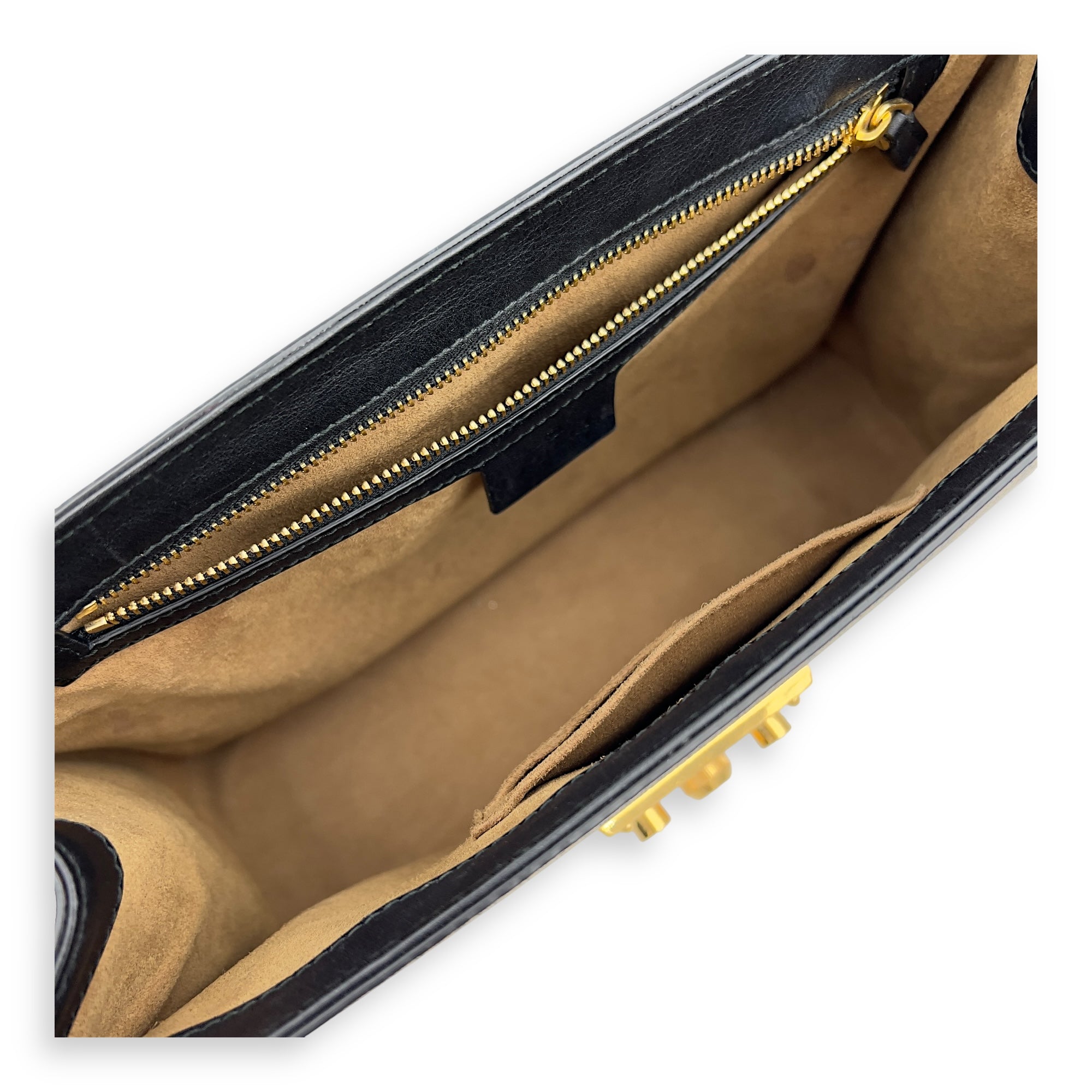 Padlock Shoulder Bag Brown in Coated Canvas, Gold hardware - Image 7