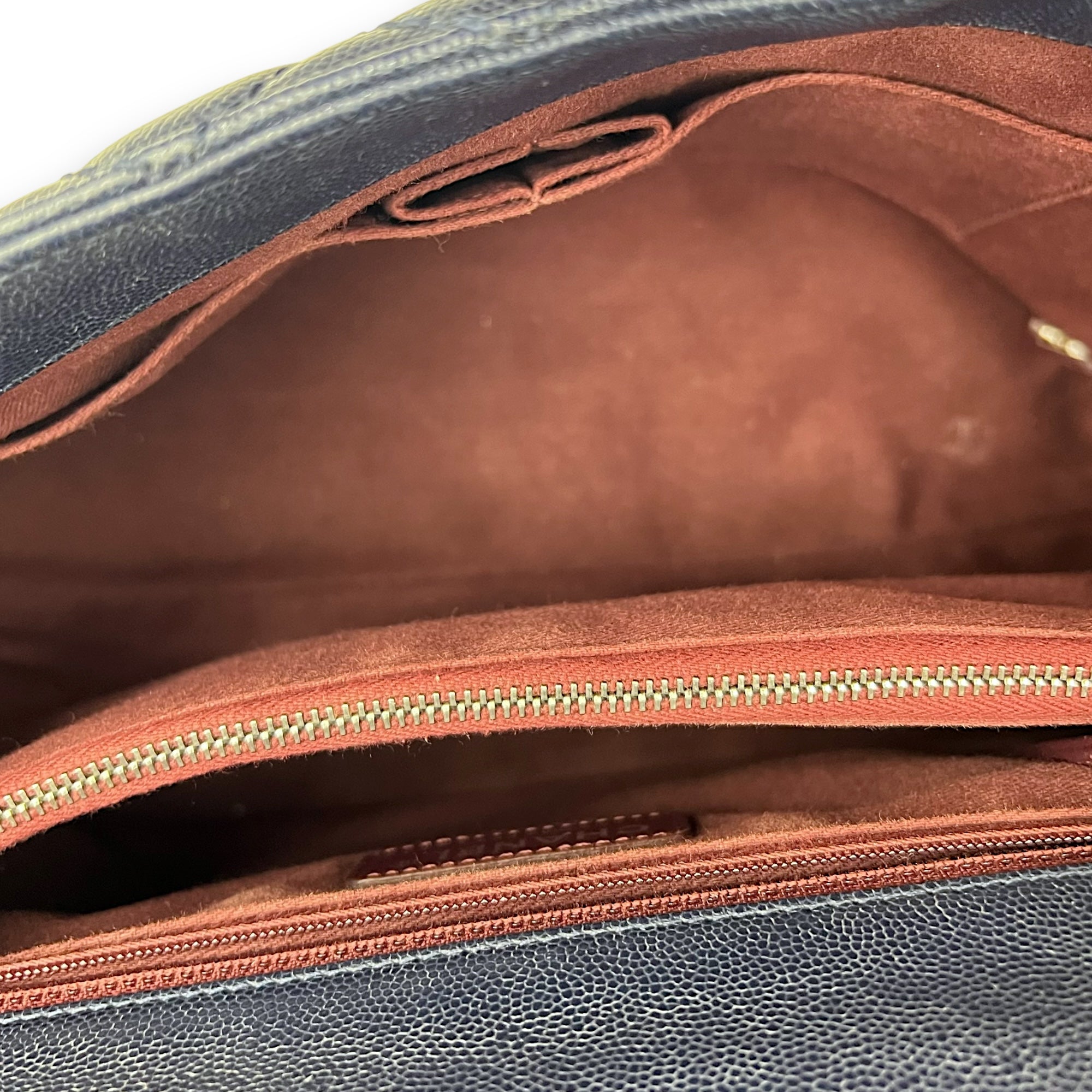 Coco Handle Quilted Top Handle Bag Blue in Caviar Leather, Silver hardware - Image 7