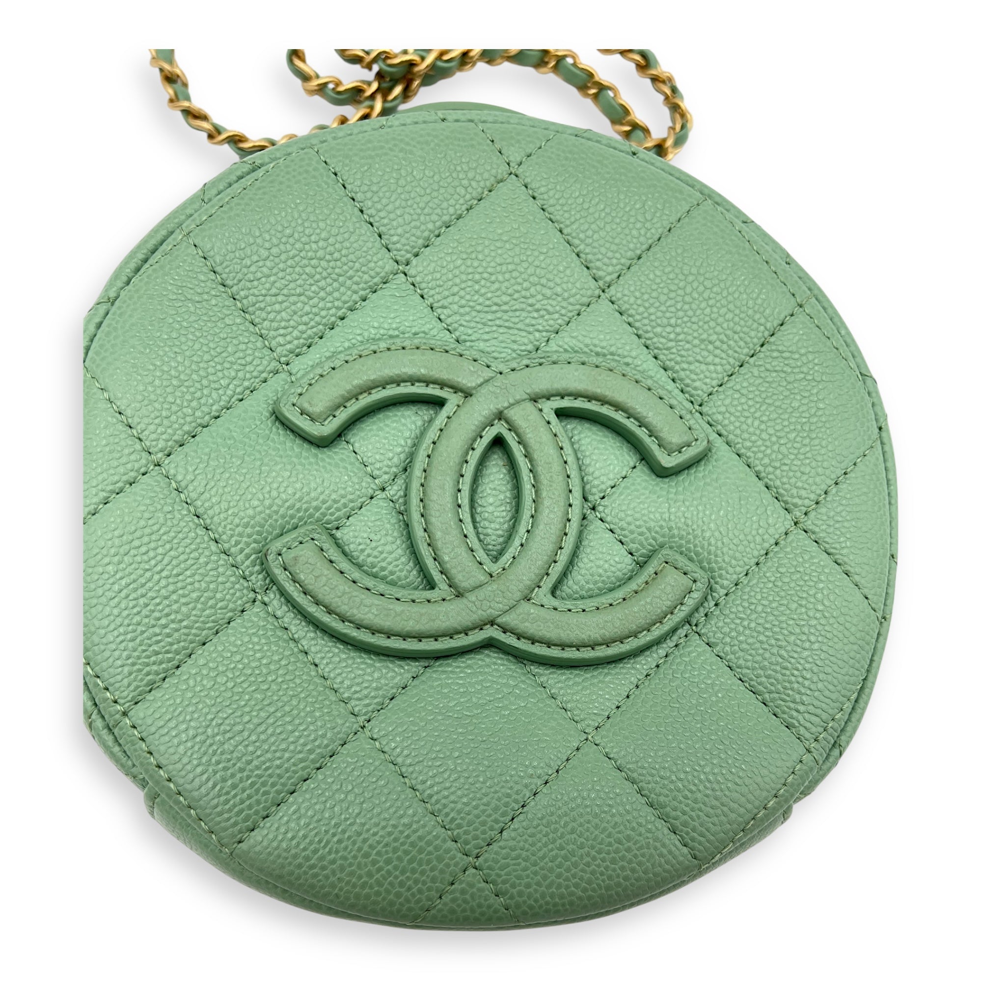CC Top Handle Bag Green in Caviar Leather, Gold hardware - Image 7