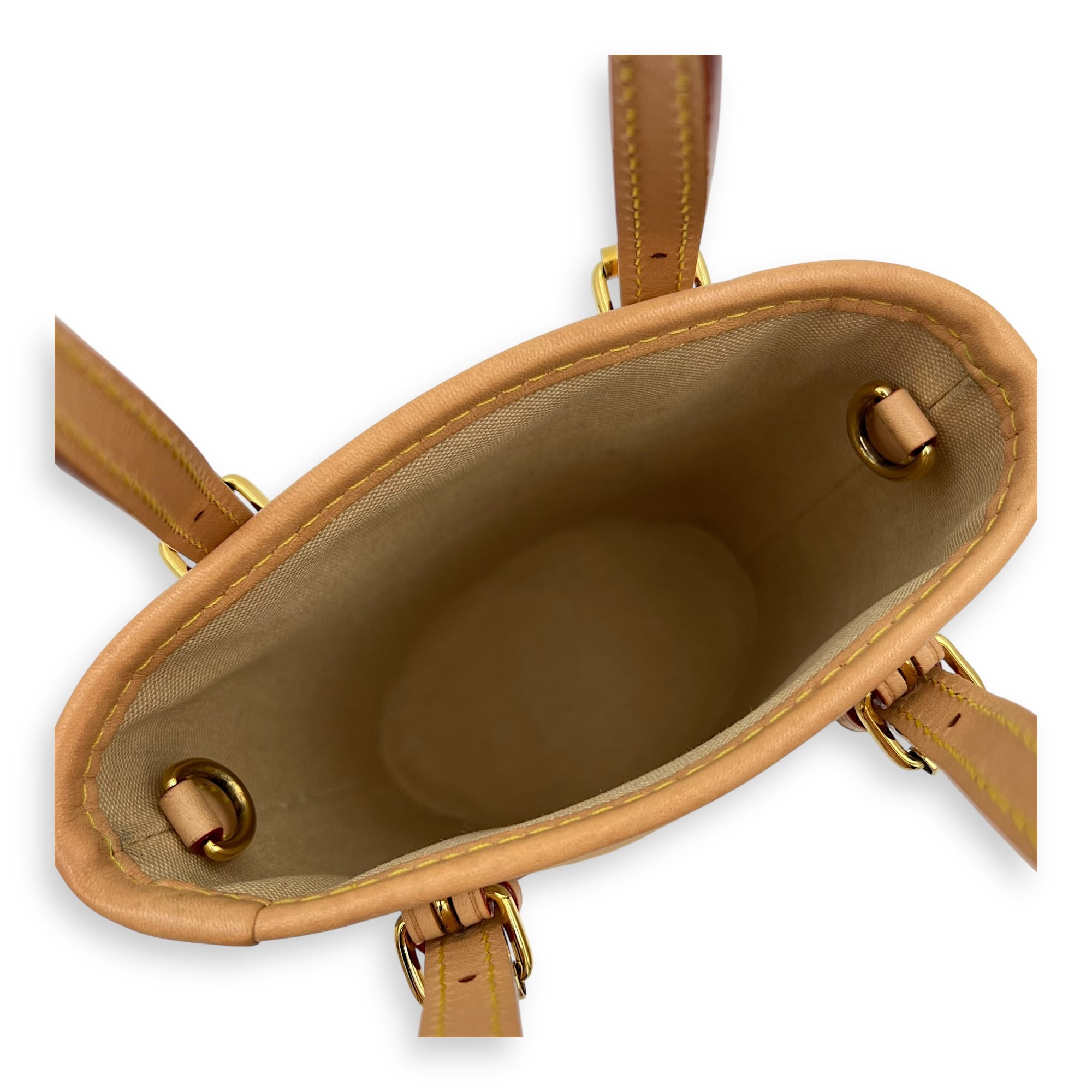 Nano White Bucket Bag in Canvas, Gold hardware - Image 7