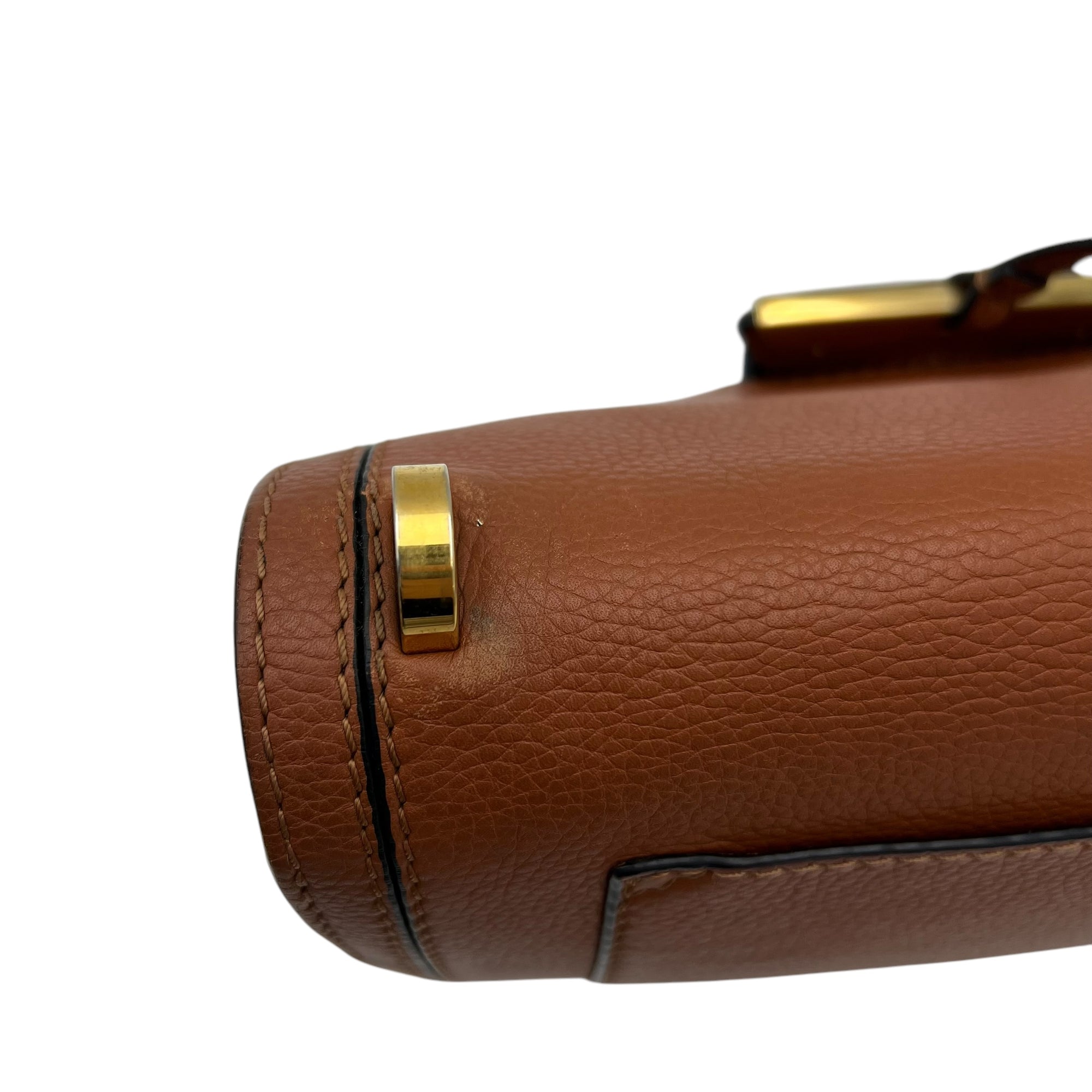 Barcelona Crossbody Bag Brown in Calfskin, Gold hardware - Image 10