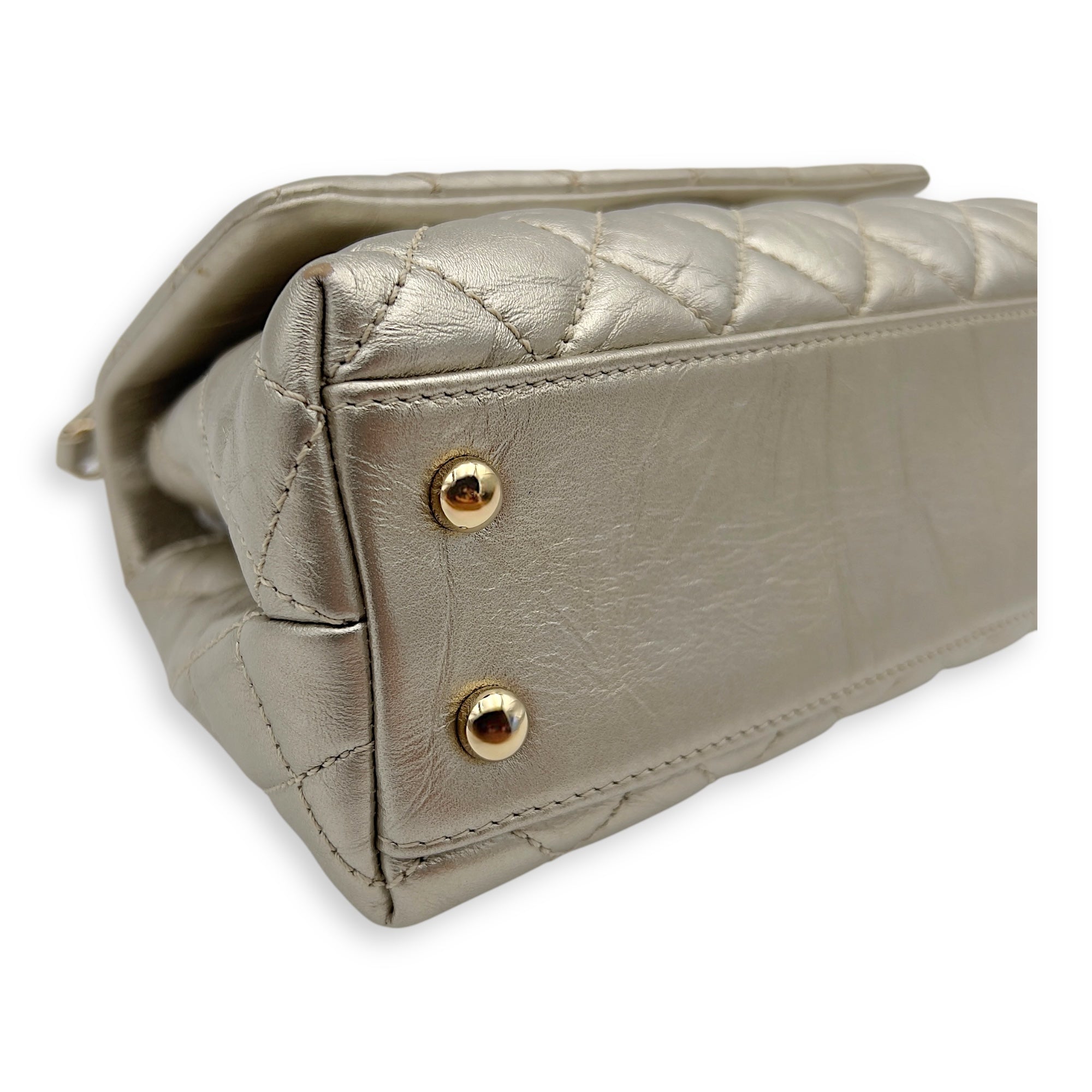 Coco Small Gold Top Handle Bag in Calfskin, Gold hardware - Image 10