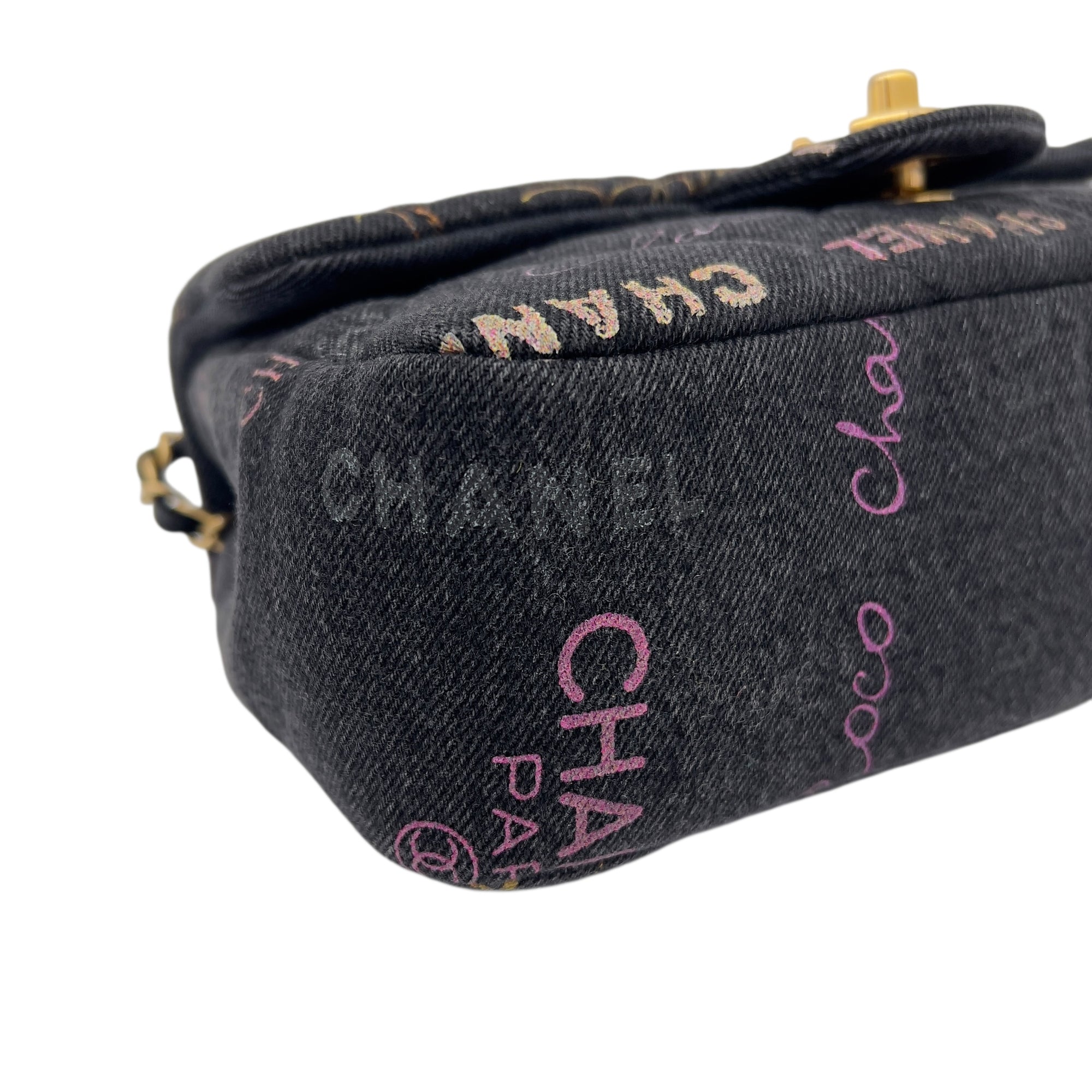 Mood Multi-colour Shoulder Bag in Denim, Gold hardware - Image 8