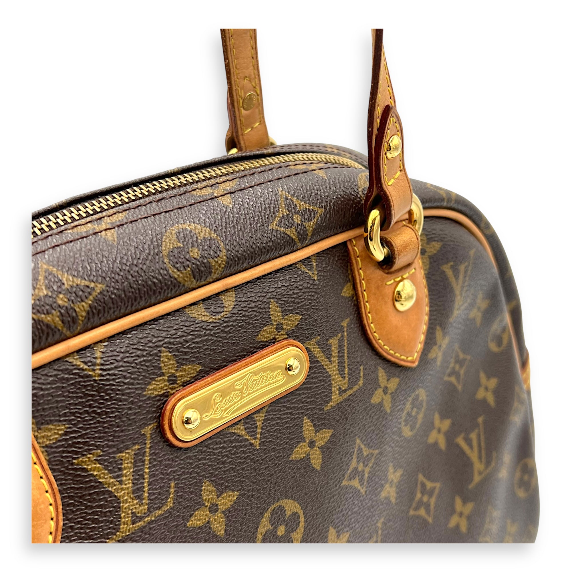 Montorgueil Shoulder Bag Brown in Monogram Coated Canvas, Gold hardware - Image 8