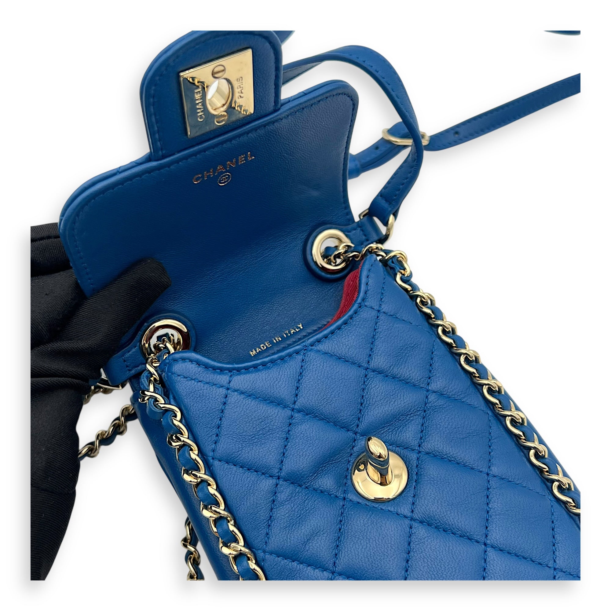 CC Pouch Blue in Lambskin, Gold hardware - Image 8